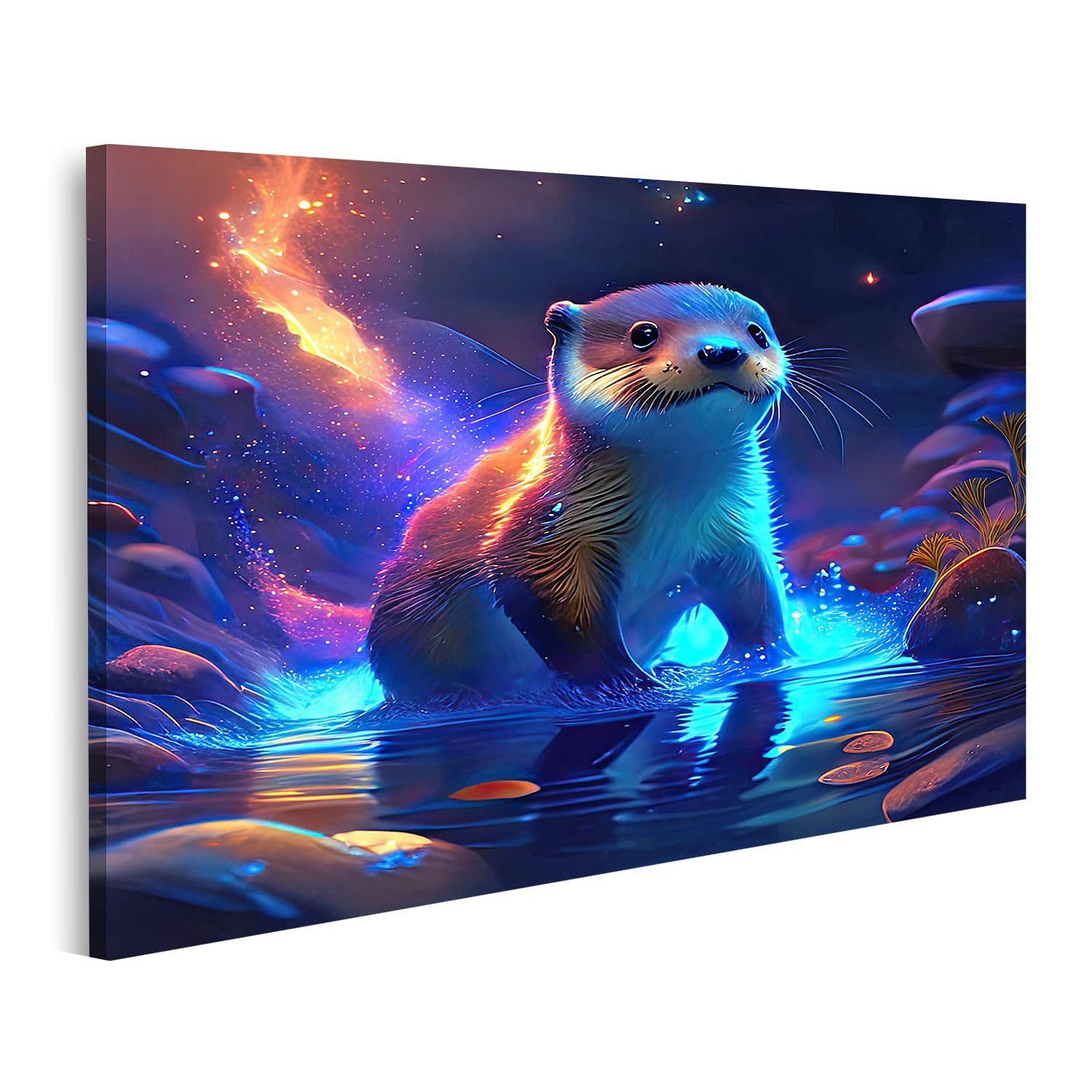 islandburner Leinwandbild Leuchtender Otter im magischen Wasser