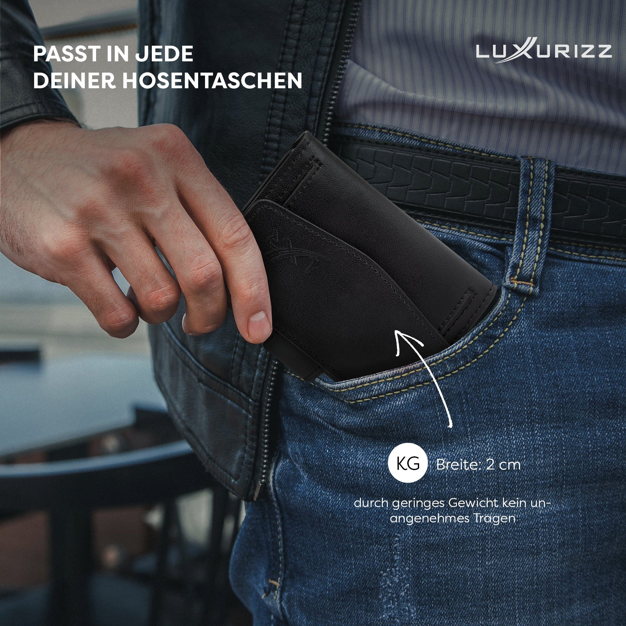 Luxurizz Mini Geldbörse Slim Wallet Echtleder mit Münzfach – Bild 5 von 5
