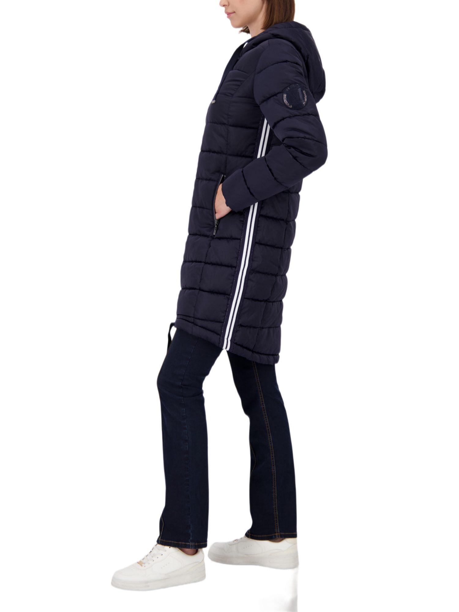 Monari Wollmantel blau,Casual,Polyester,Unifarben,Stehkragen,Lang,Regular Fit