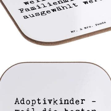 Mr. & Mrs. Panda Getränkeuntersetzer Ausgewählt Adoptivkind - Weiß - Geschenk, Familie, Getränkeuntersetze, 1-tlg., Innovative Designs