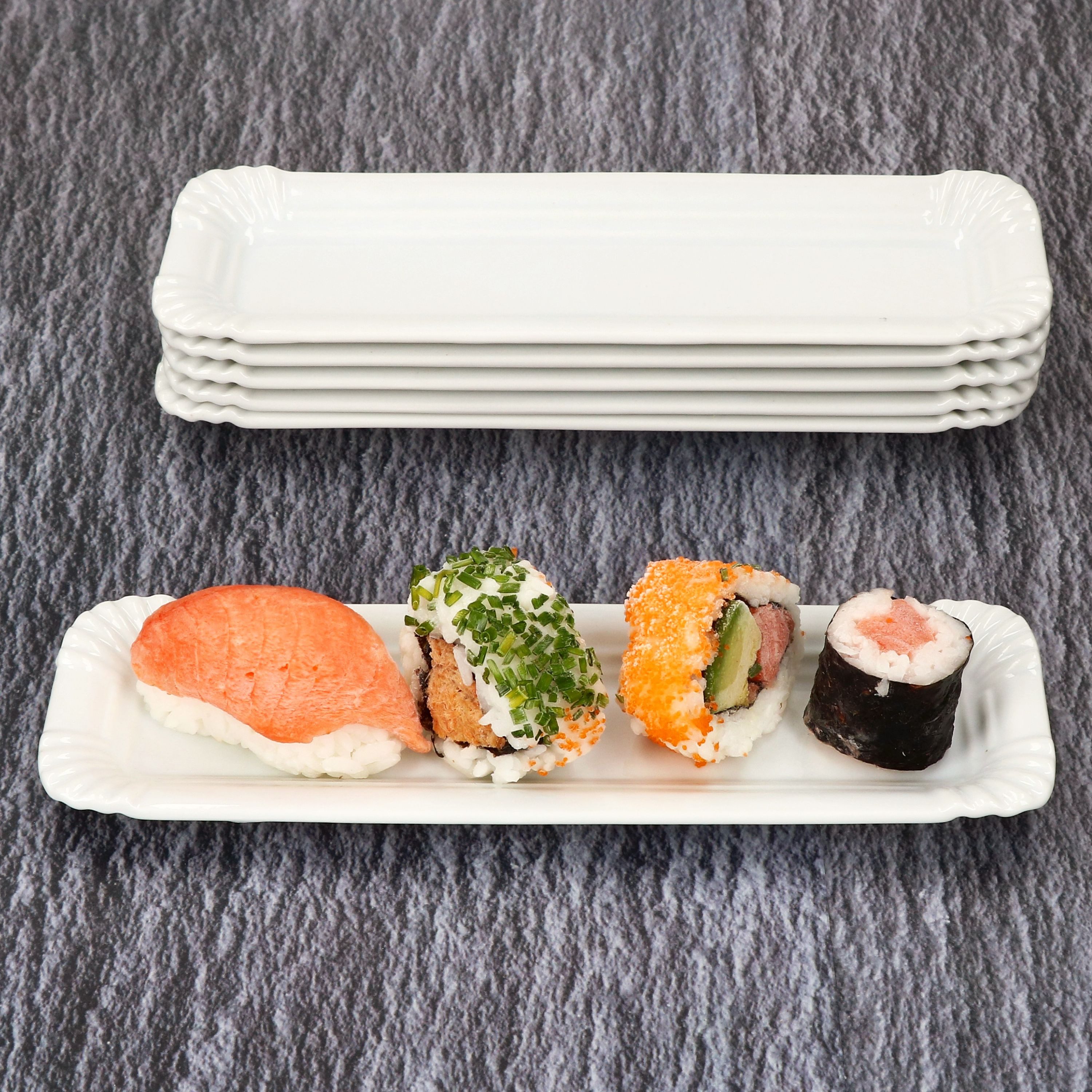 MamboCat Frühstücksteller 6x Pur Pappteller aus Porzellan 20,2x6cm weiß Servier-Teller Wurst