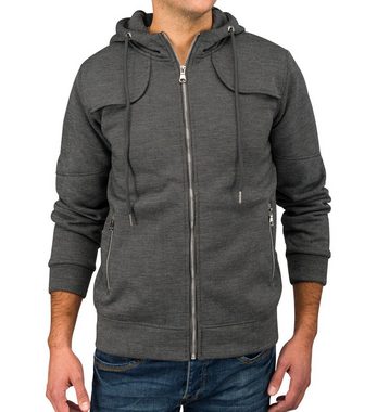 Egomaxx Hoodie Sweat Jacke Kapuzenjacke Zip Hoodie (1-tlg) 1641 in Grau