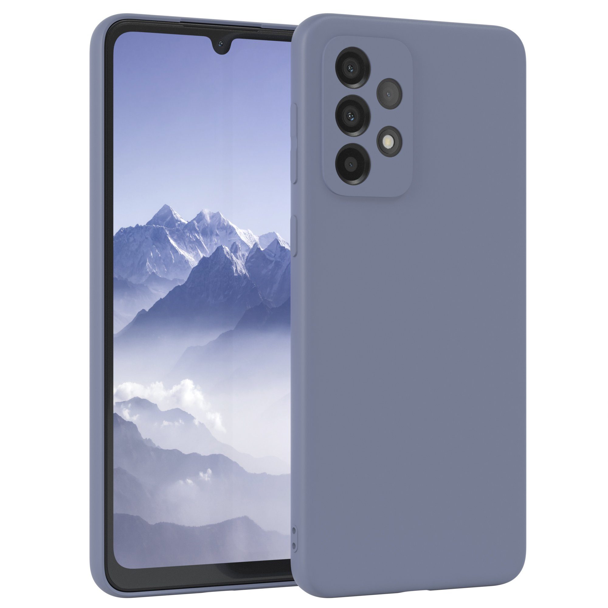 EAZY CASE Handyhülle für Samsung Galaxy A33 5G Hülle Silikon 6,4 Zoll, Silikon Schutzhülle mit Kameraschutz Matt Back Cover Soft Eis Blau