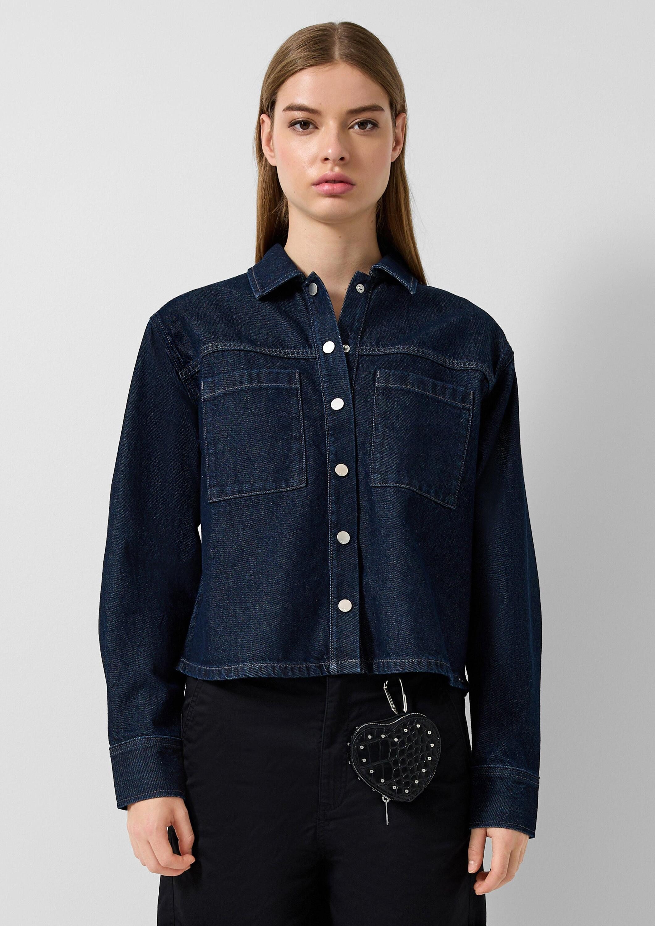 QS Hemdjacke Bluse Denim-Overshirt