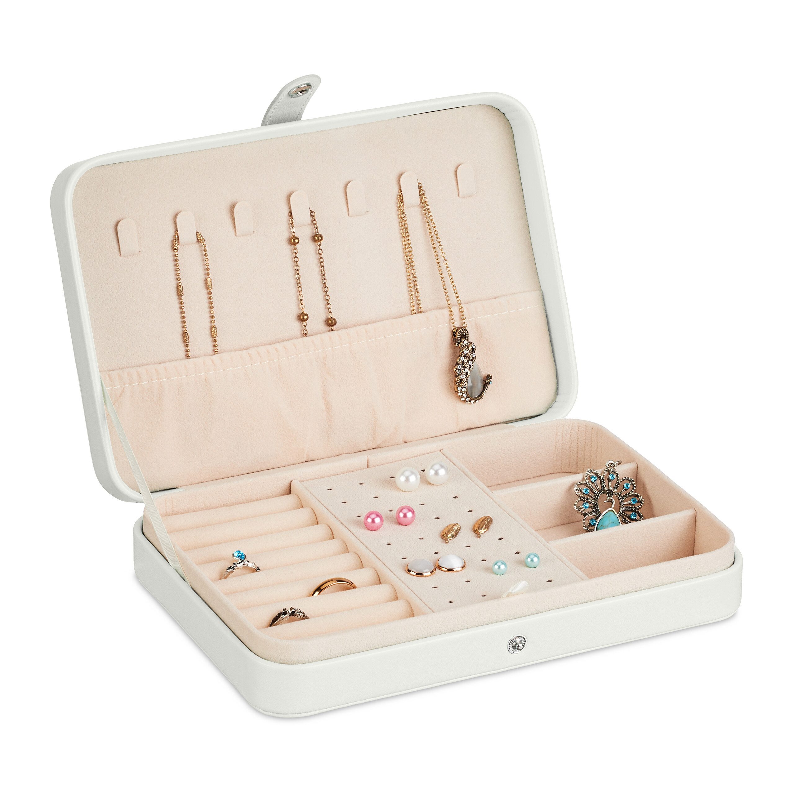relaxdays Schmuckkasten Schmuckkästchen für Reisen, weiß günstig online kaufen