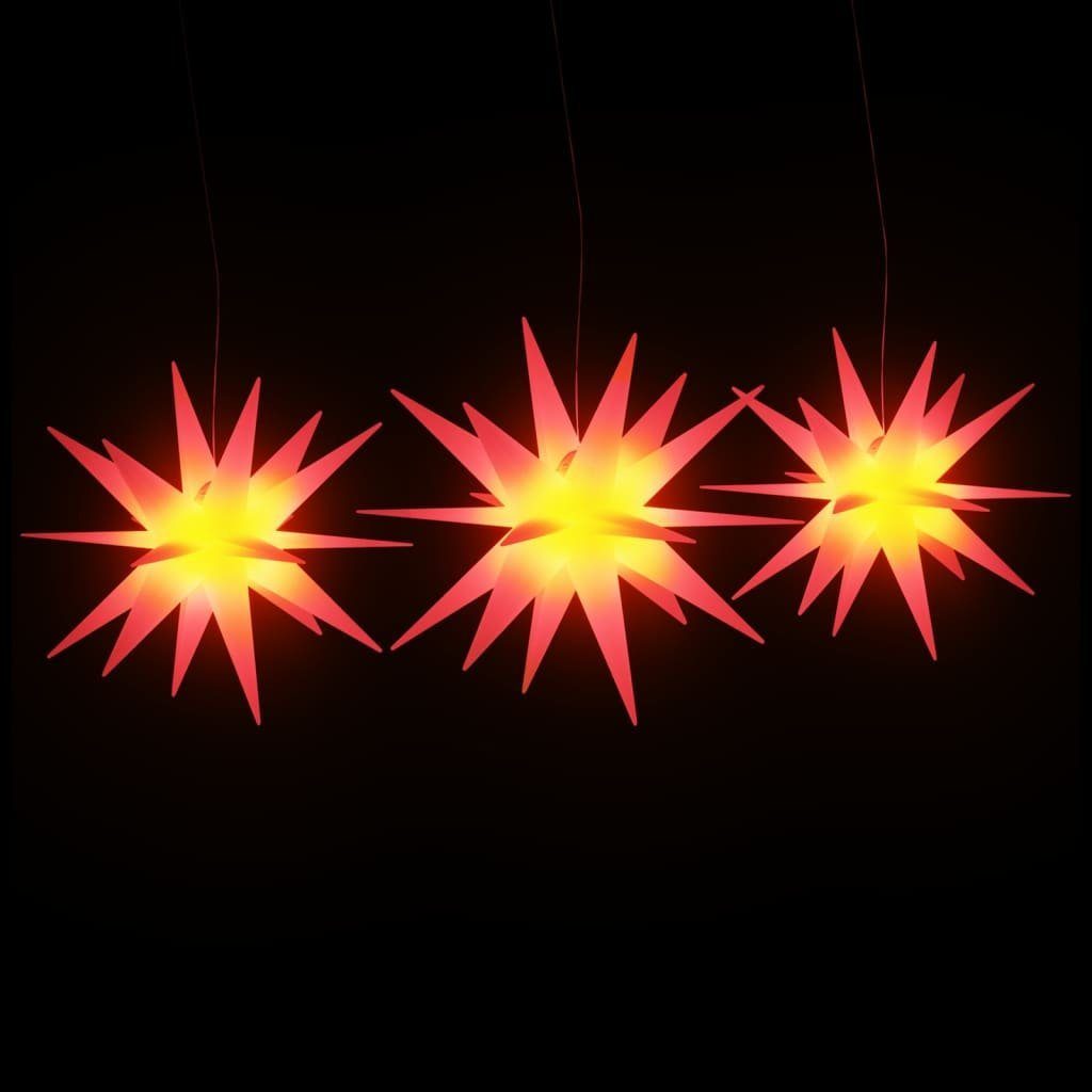 vidaXL Christbaumschmuck mit Weihnachtssterne 3 Faltbar Stk. (1-tlg) Rot LEDs