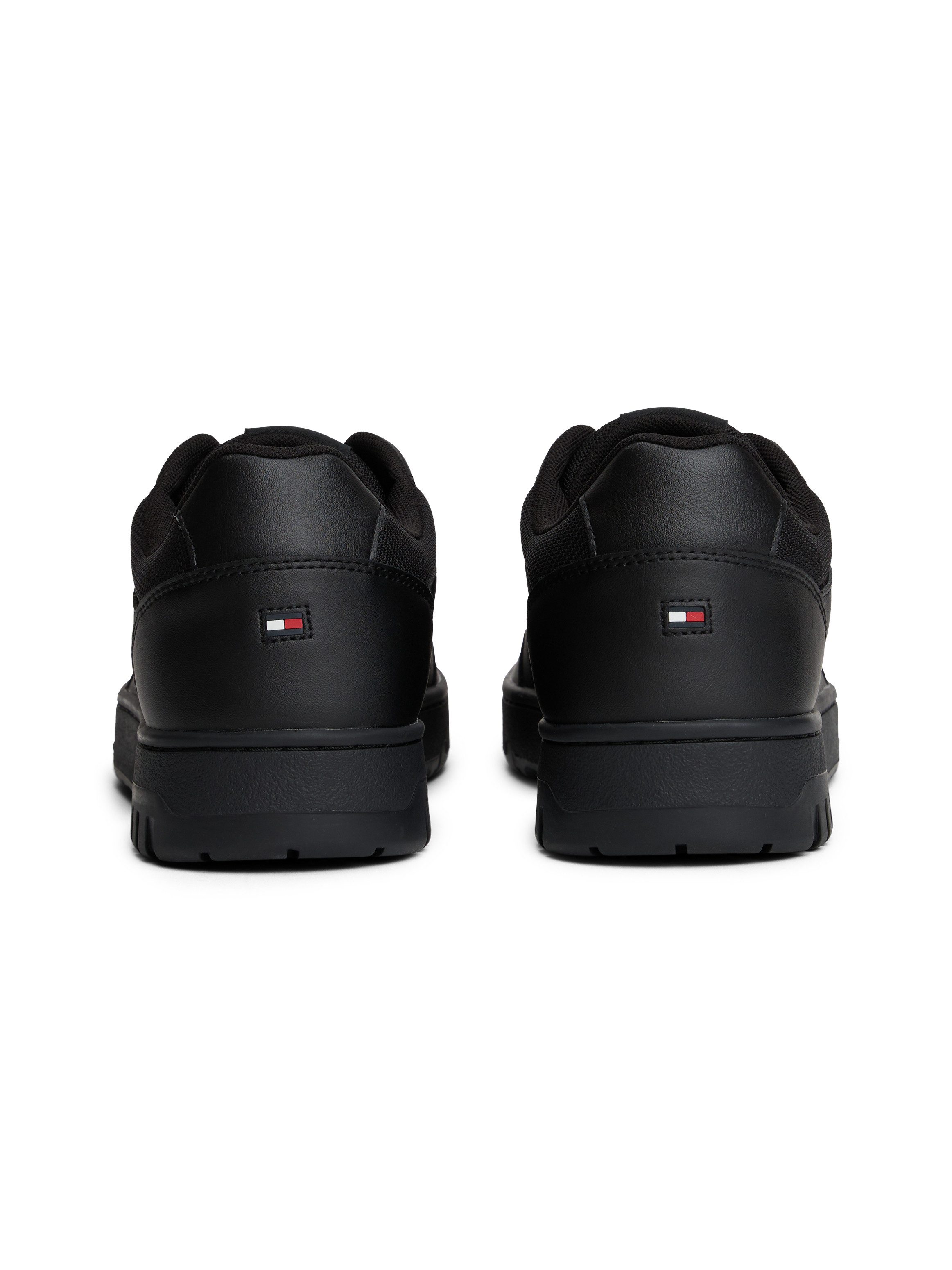 Tommy Hilfiger TH BASKET CORE LTH Sneaker, Freizeitschuh, Halbschuh, Schnürer, Logo-Aufnäher an der Schuhzunge
