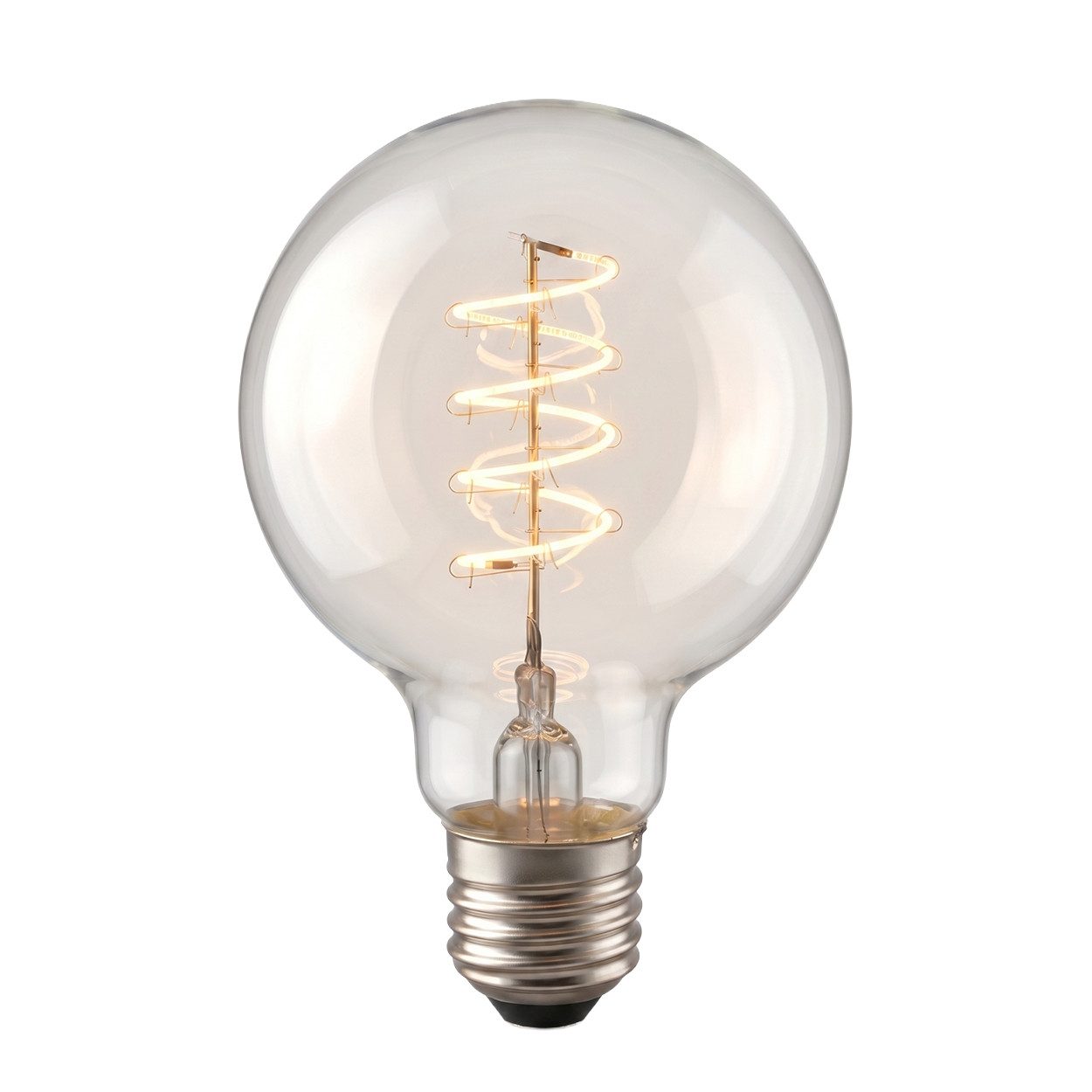 hofstein LED-Leuchtmittel 2er Set Glühbirne Warmweiß dimmbar 6 Watt, E27, 2700 Kelvin, 450 Lumen, Globe Vintage, Filament Spirale, Klar