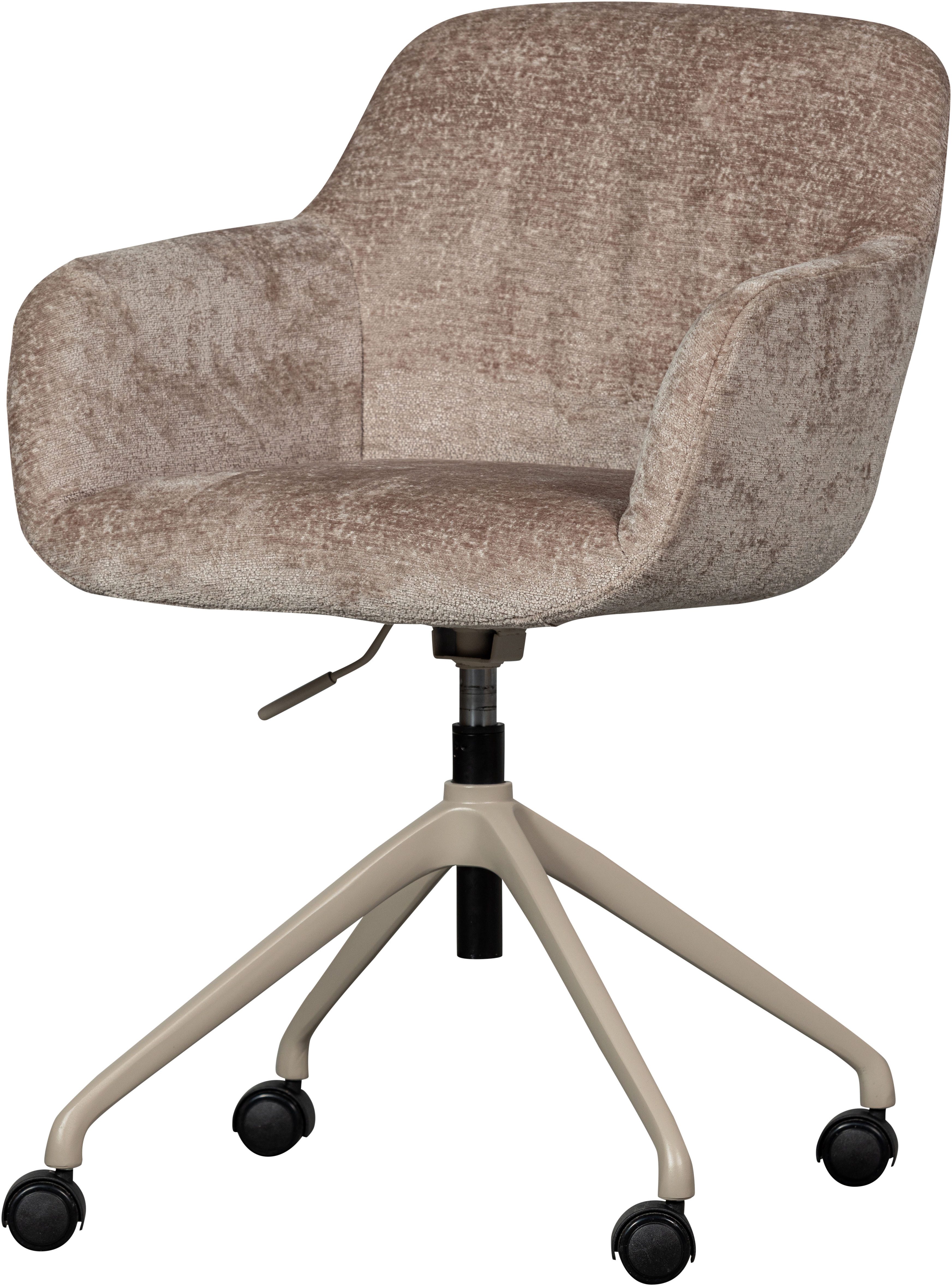 WOOOD Drehstuhl Morros mit Chenille-Bezug höhenverstellbar, B 57 x T 60 x H 88 cm, mit Rollen, Sitzhöhe einstellbar, Tragkraft 100 kg, Pfleiglicht