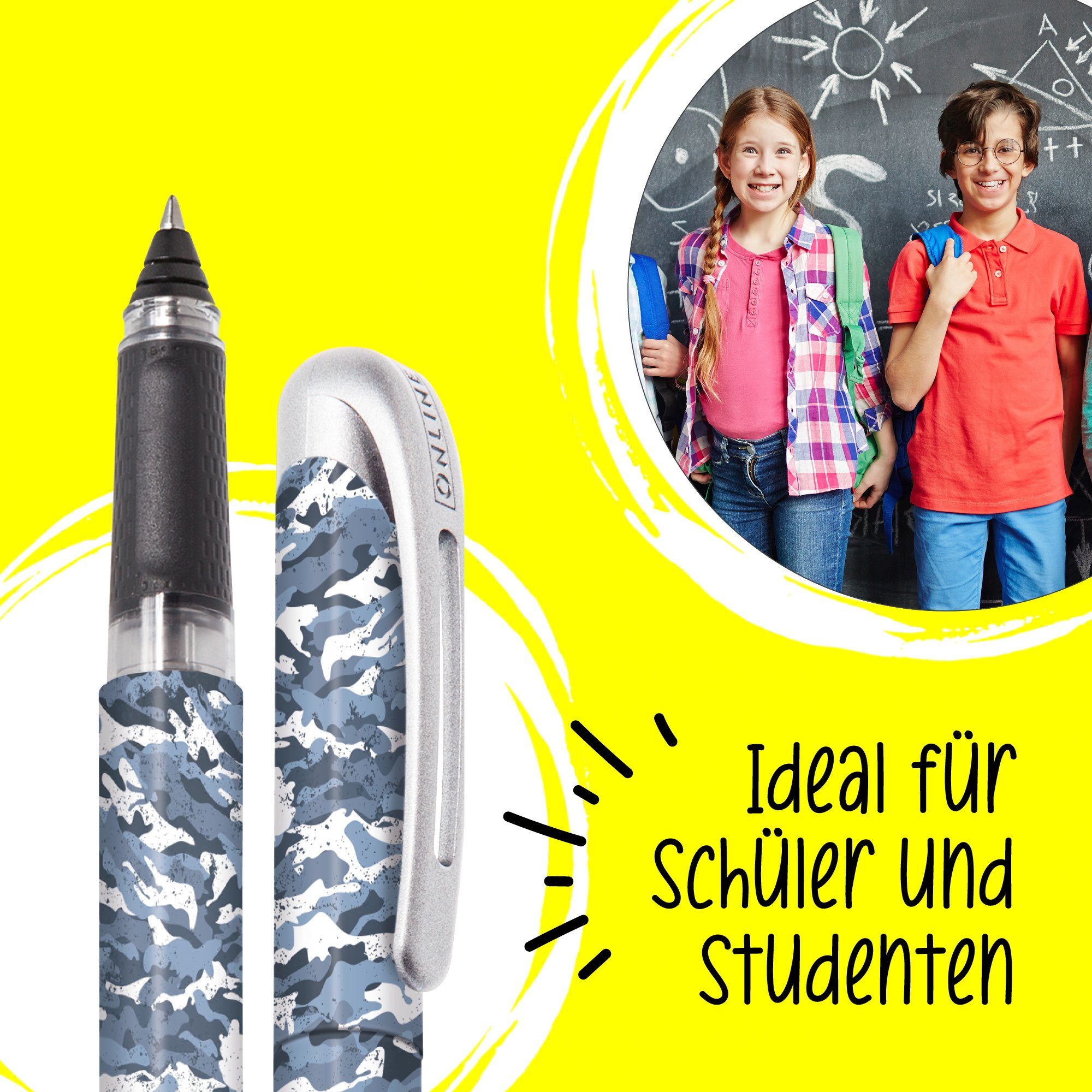 für Tintenroller ergonomisch, hergestellt in Pen Deutschland Schule, College Online Camouflage Tintenpatronen-Rollerball, ideal die