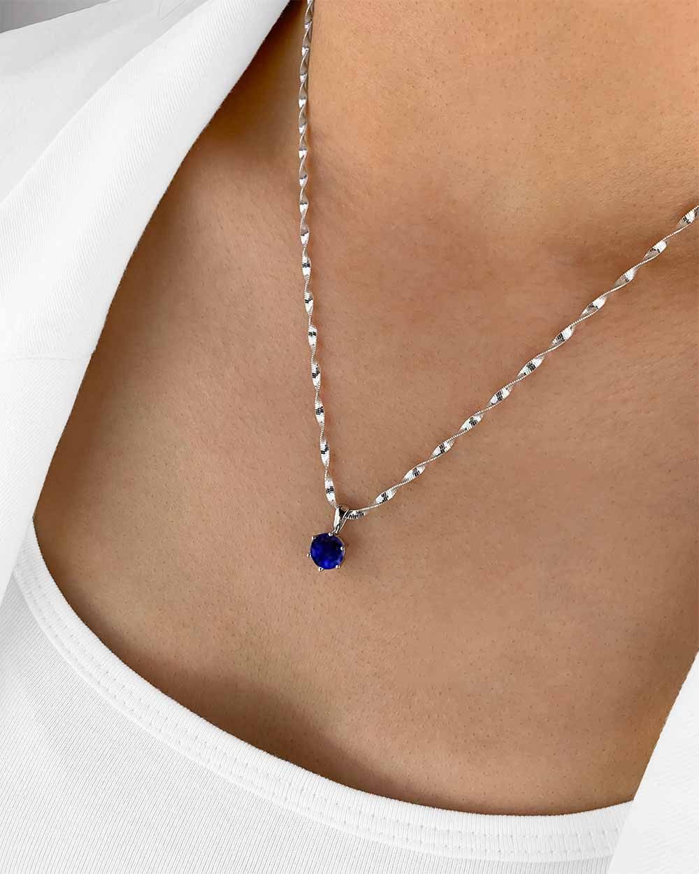 Kette mit Anhänger 'Mirielle' Damen Halskette Silber 925 Solitär Anhänger blau Kristall