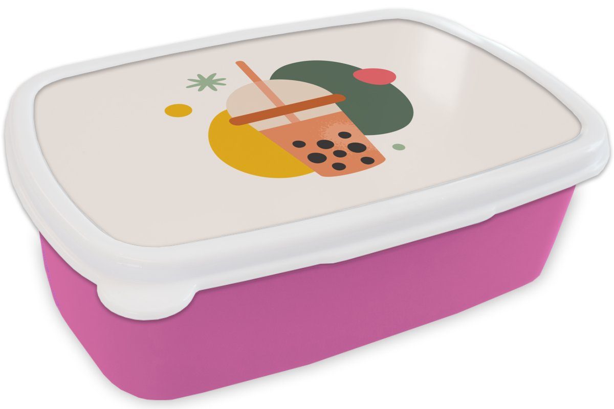 Kunststoff, Kunststoff Sommer Kinder, - Lunchbox MuchoWow Formulare, Brotbox - rosa Brotdose Minimalismus (2-tlg), Snackbox, Mädchen, Erwachsene, für