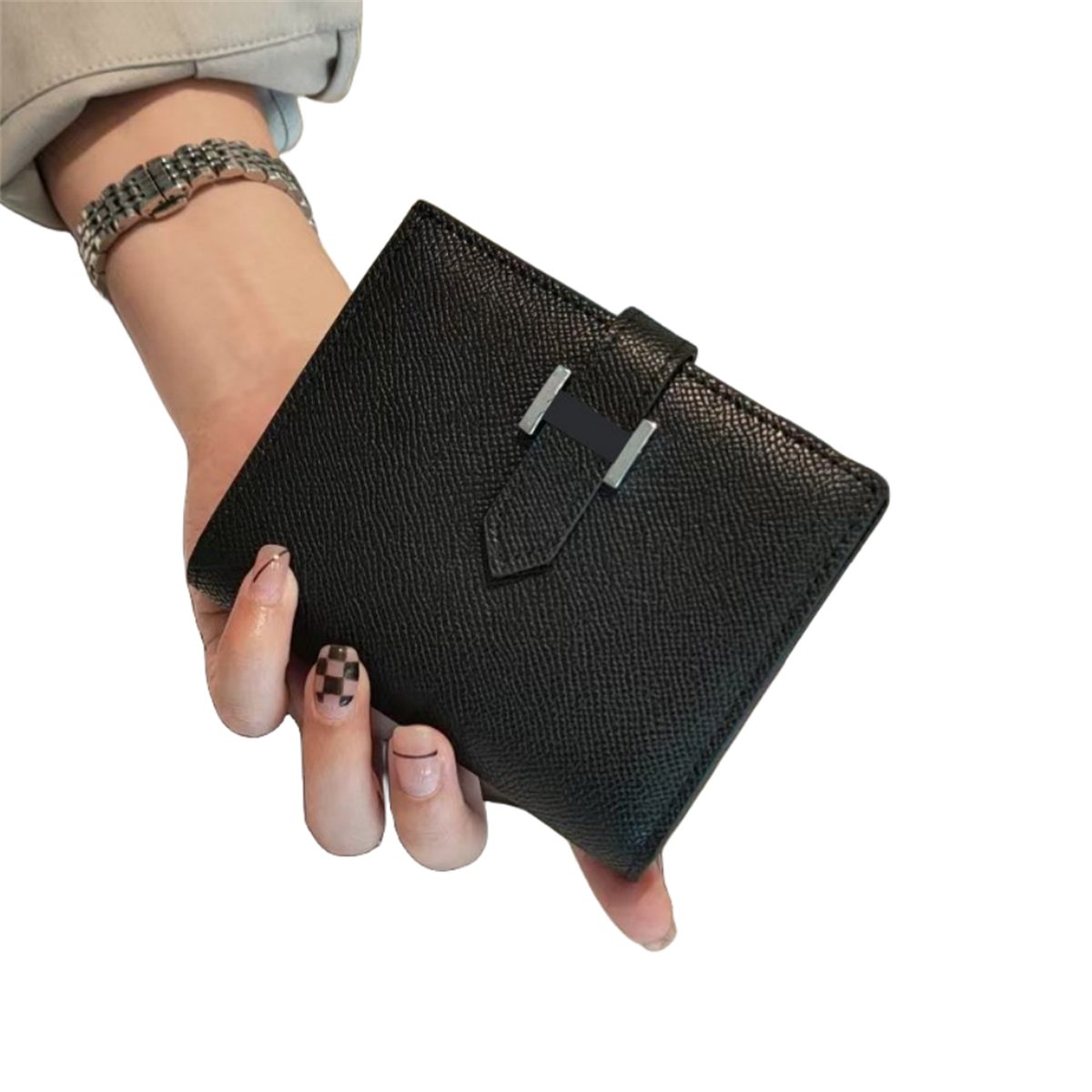 carefully selected Brieftasche Mini-Geldbörse aus Leder mit mehreren Kartenfächern und Münzfächern Schwarz