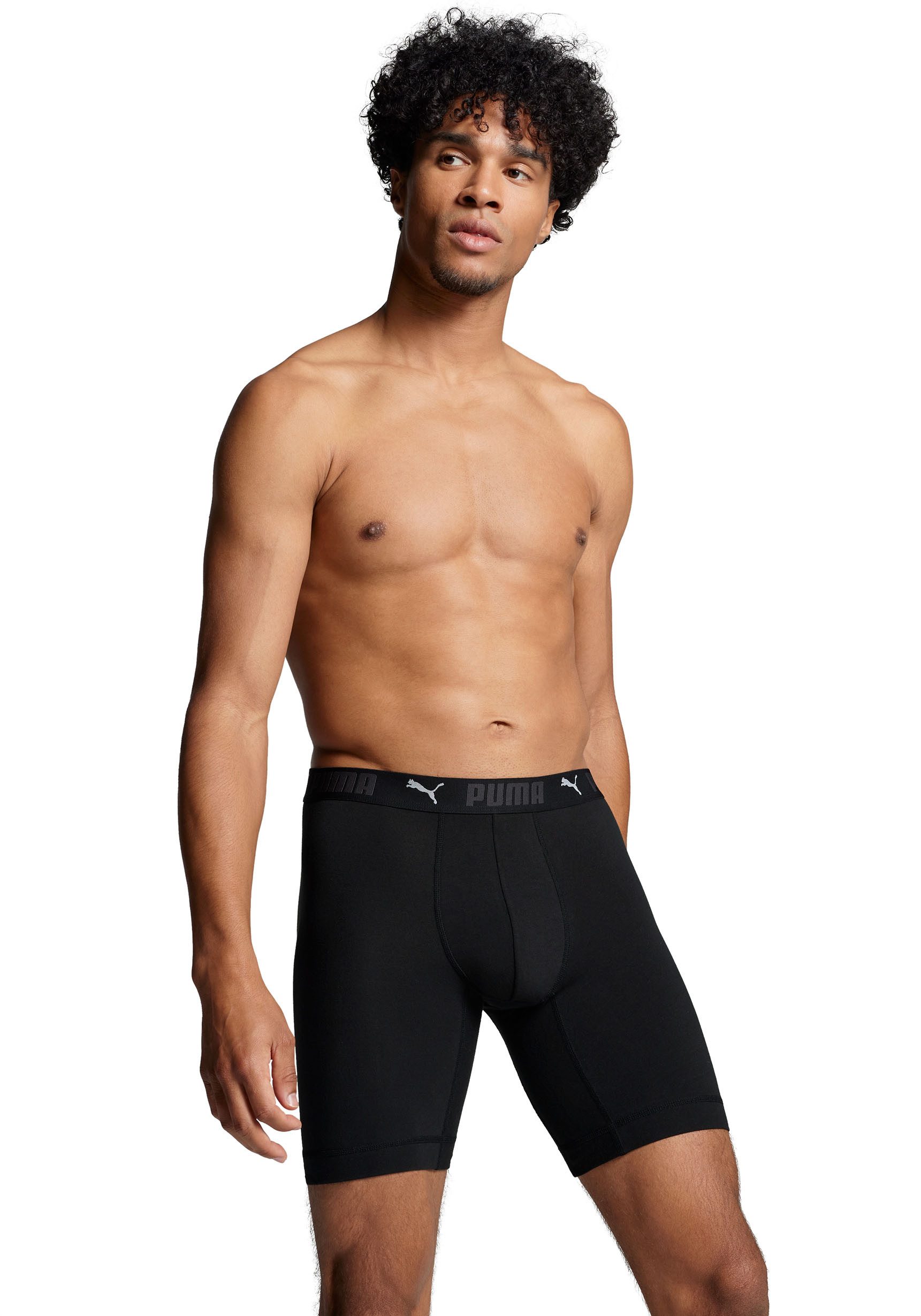 PUMA Boxershorts PUMA MEN SPORT COTTON LONG BOXERS 2P (Packung, 2er Pack) mit Markenschriftzug im Bund – Bild 2 von 5