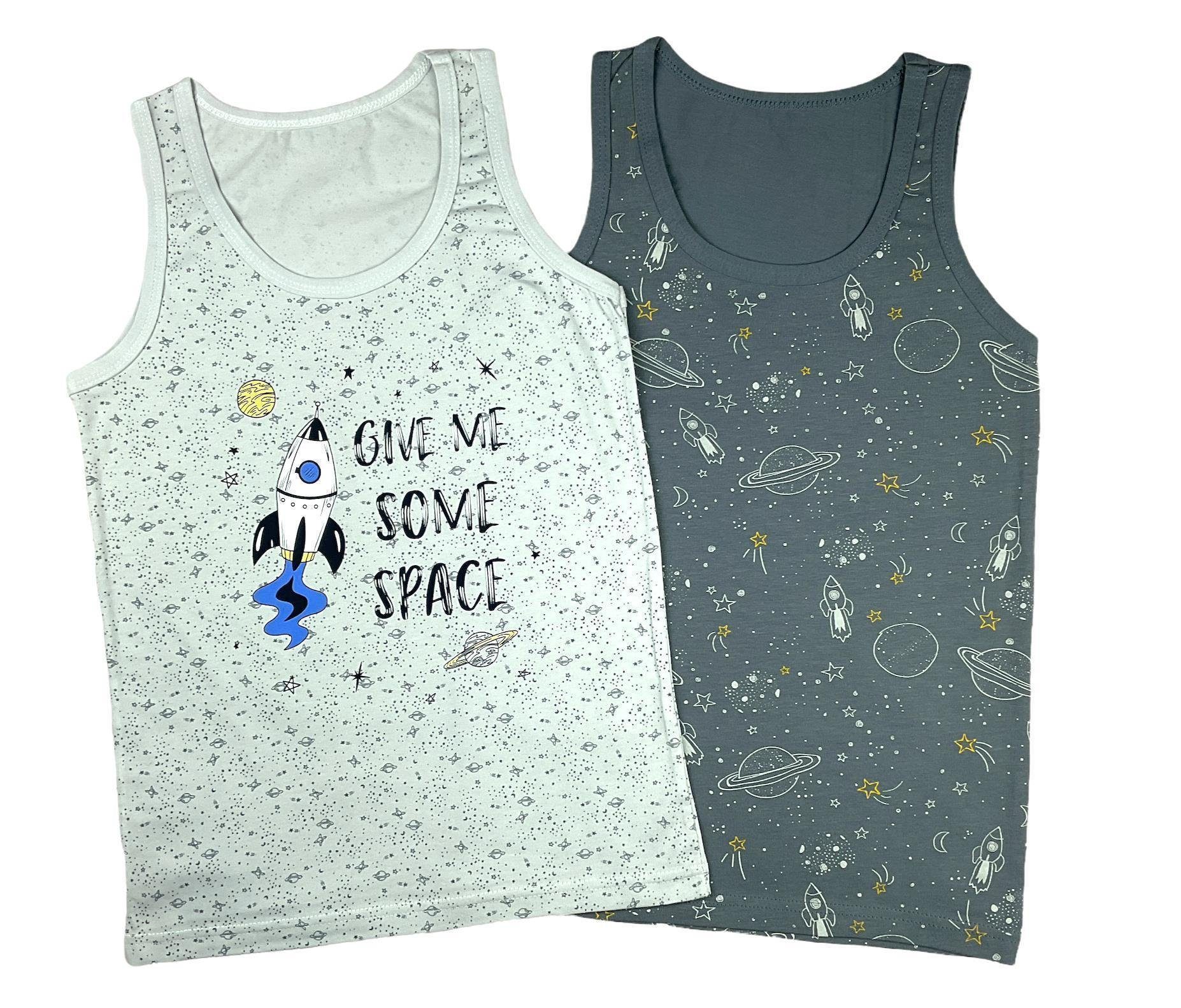LOREZA Unterhemd 5er Set Jungen Unterhemden - Space - Bunt (Spar-Packung, 5-St., 5er Pack)