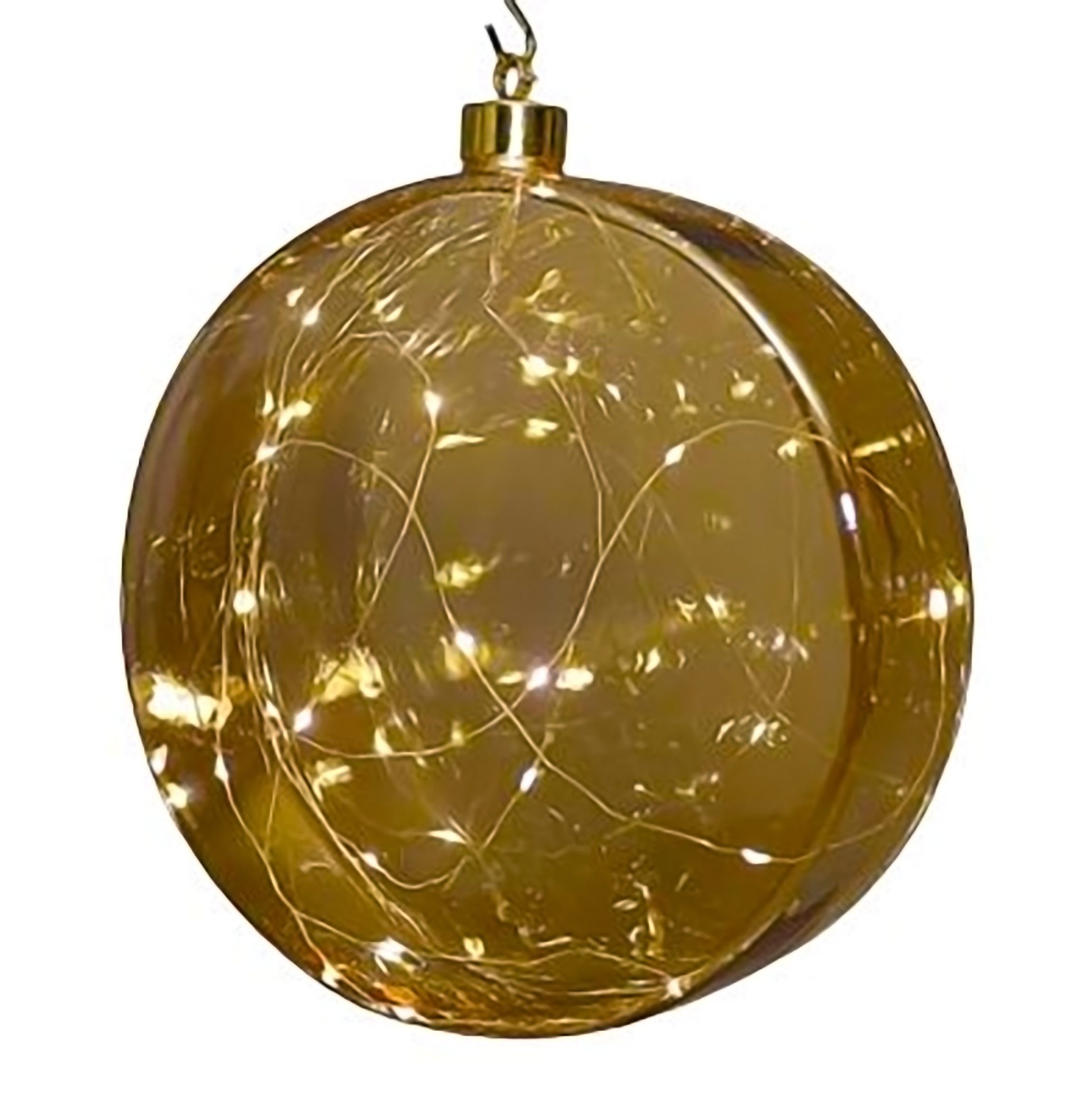 Spetebo LED Dekolicht Glas Disc 12 cm warm weiß beleuchtet, Timer, LED fest integriert, warm weiß, Weihnachtsdeko Kugel Batterie betrieben mit Timer