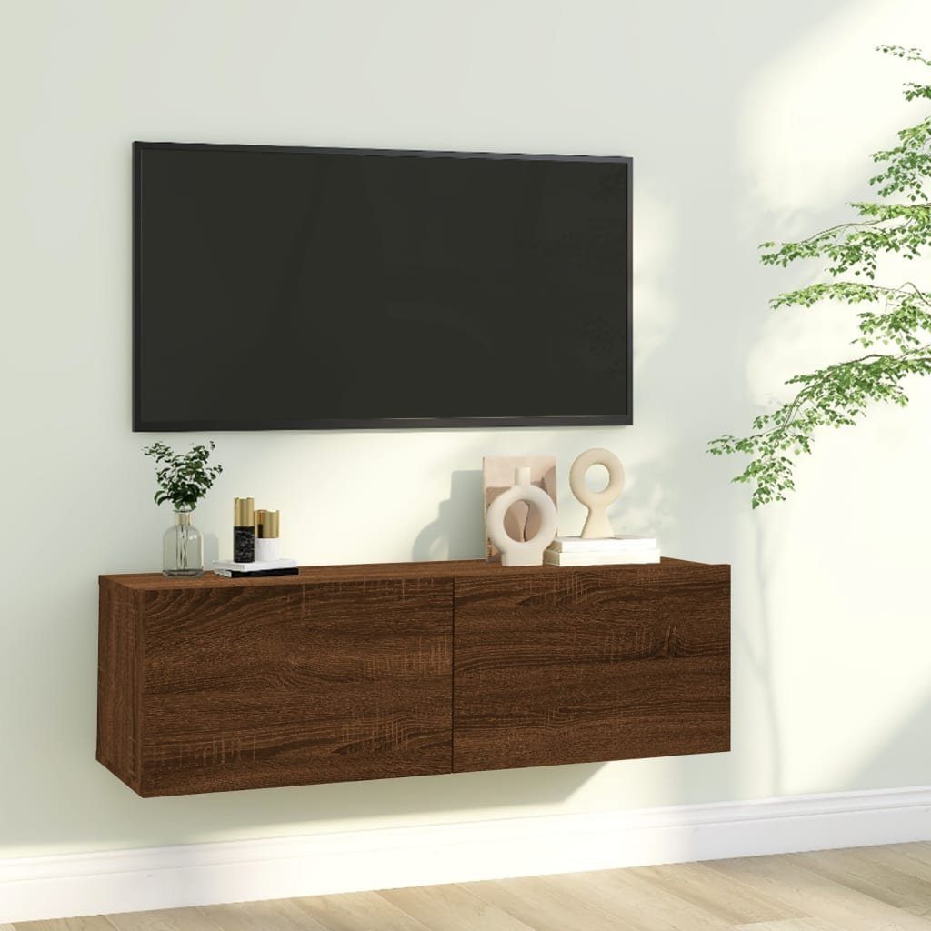 TV-Schrank Eiche TV-Wandschrank furnicato Holzwerkstoff 100x30x30 Braun cm