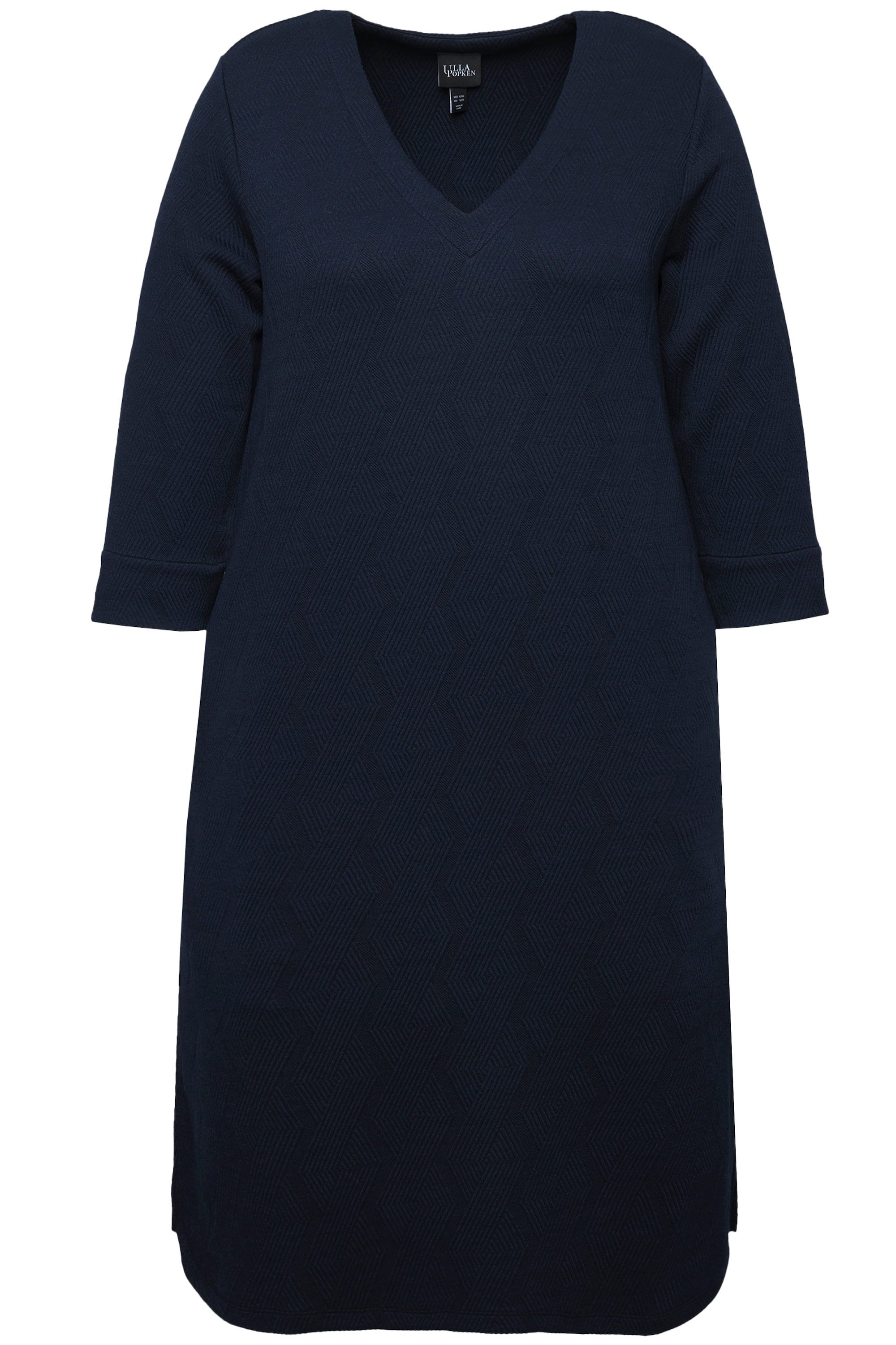 Ulla Popken Minikleid Sweatkleid A-Linie V-Ausschnitt günstig online kaufen