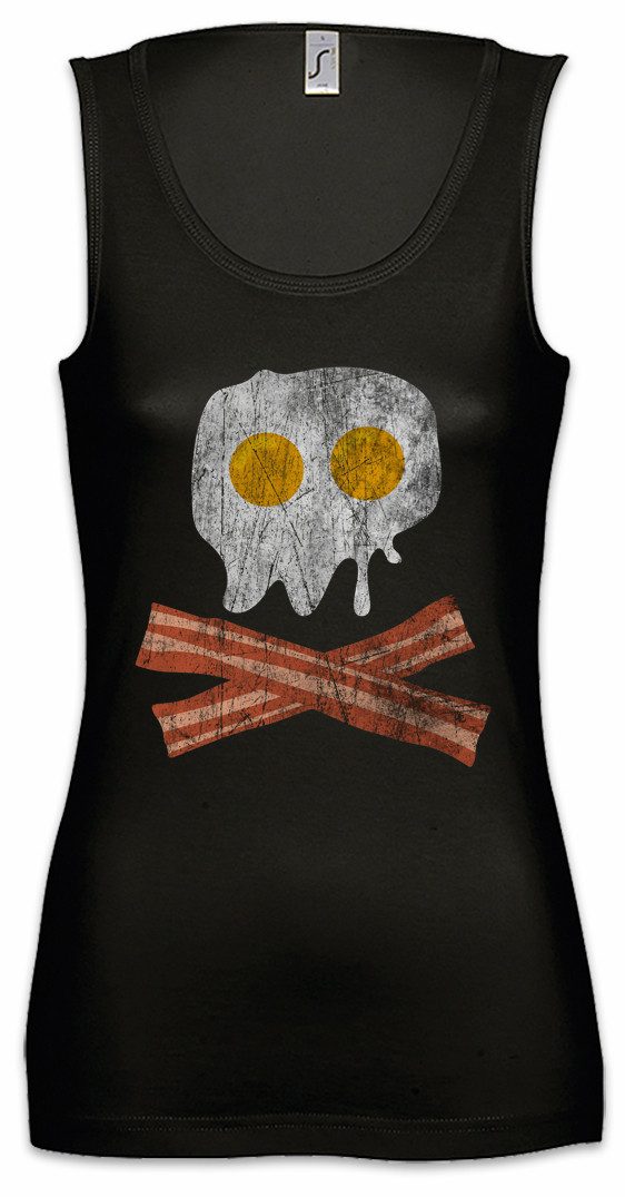Tanktop Bacon & Egg Skull Ärmelloses Damen T-Shirt Spiegelei Bones Knochen