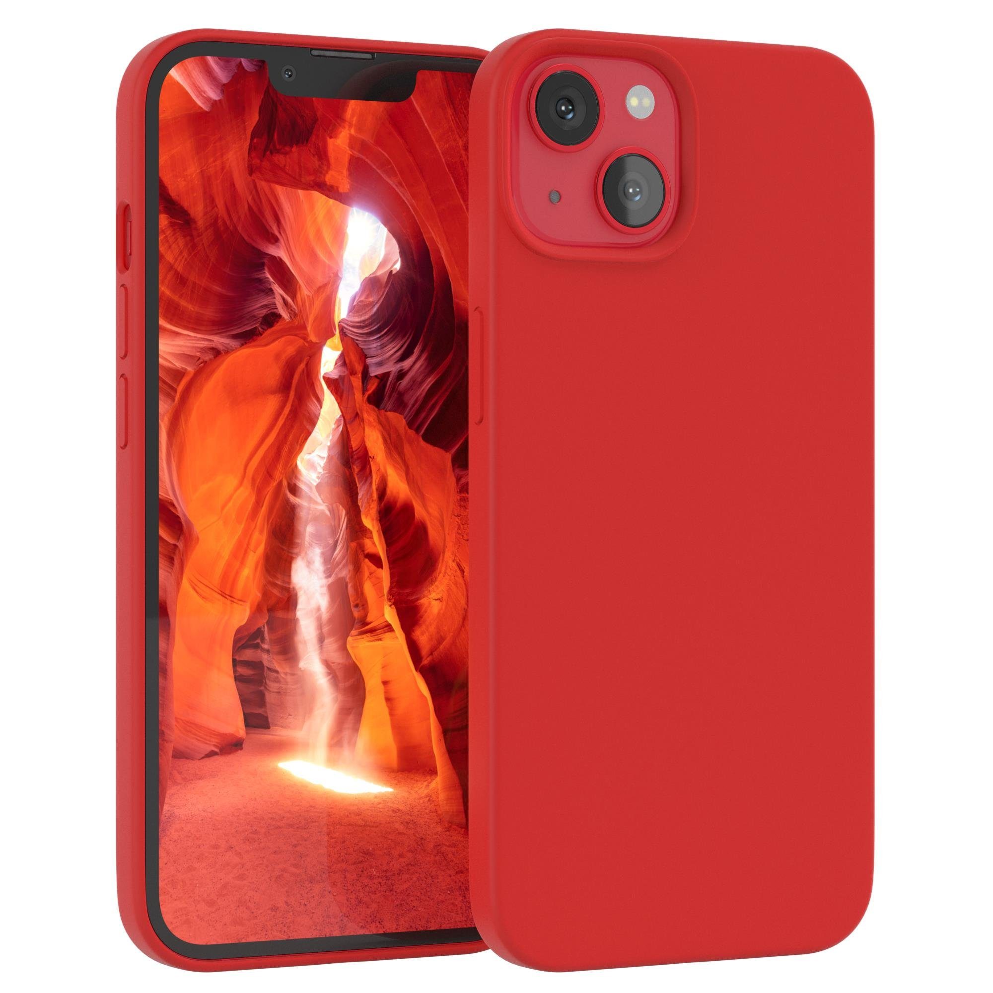 EAZY CASE Handyhülle Premium Silikon Case für Apple iPhone 13 6,1 Zoll, Smart Slimcover mit Displayschutz Handy Softcase Silikonhülle Etui Rot