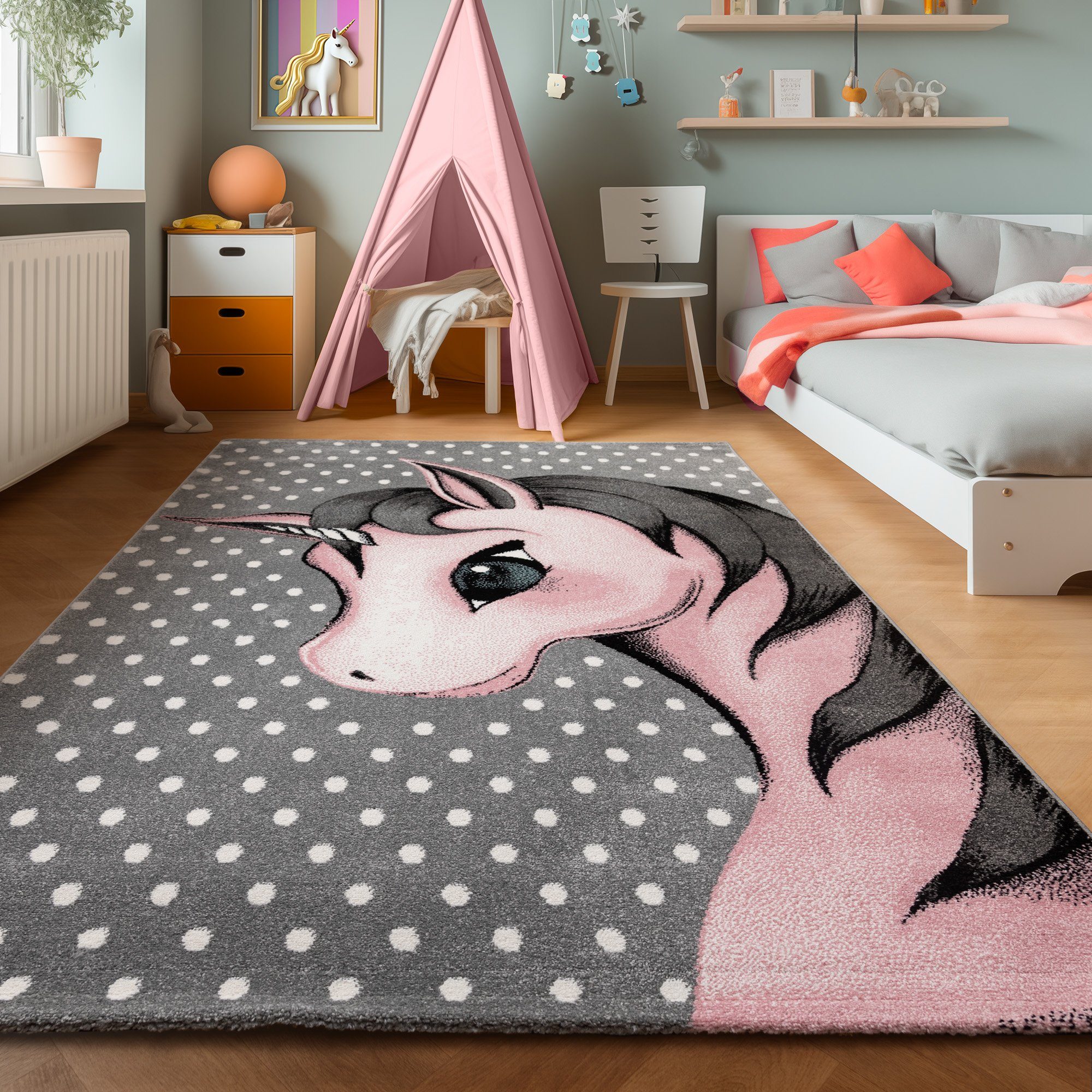 SIMPEX24 Teppich Einhorn Design, Läufer, Höhe: 11 mm, Kinderteppich Einhorn günstig online kaufen