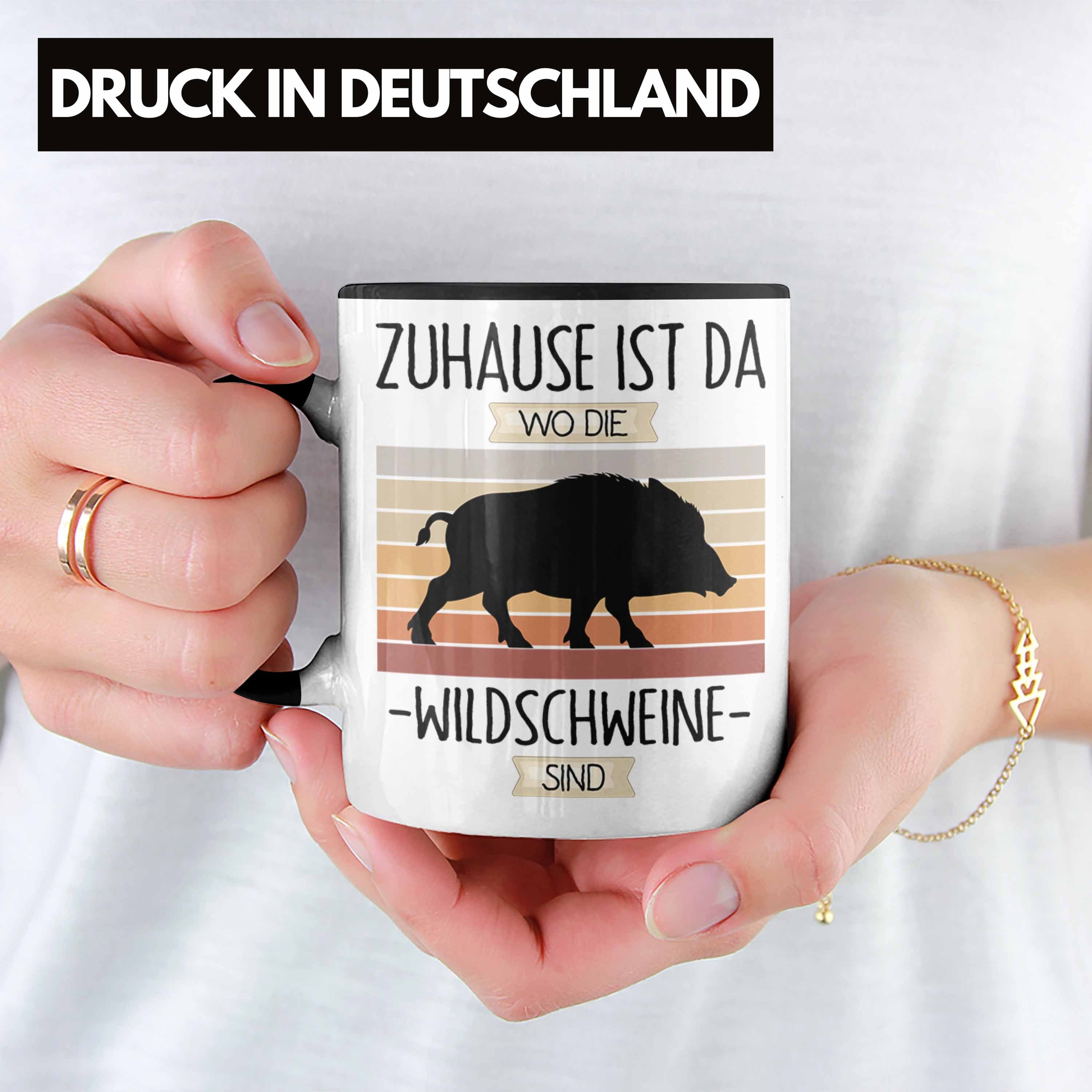 Geschenk Trendation Da Geschenkidee Tasse Schwarz Tasse Jäger Di Spruch Wo Zuhause Lustiger Ist