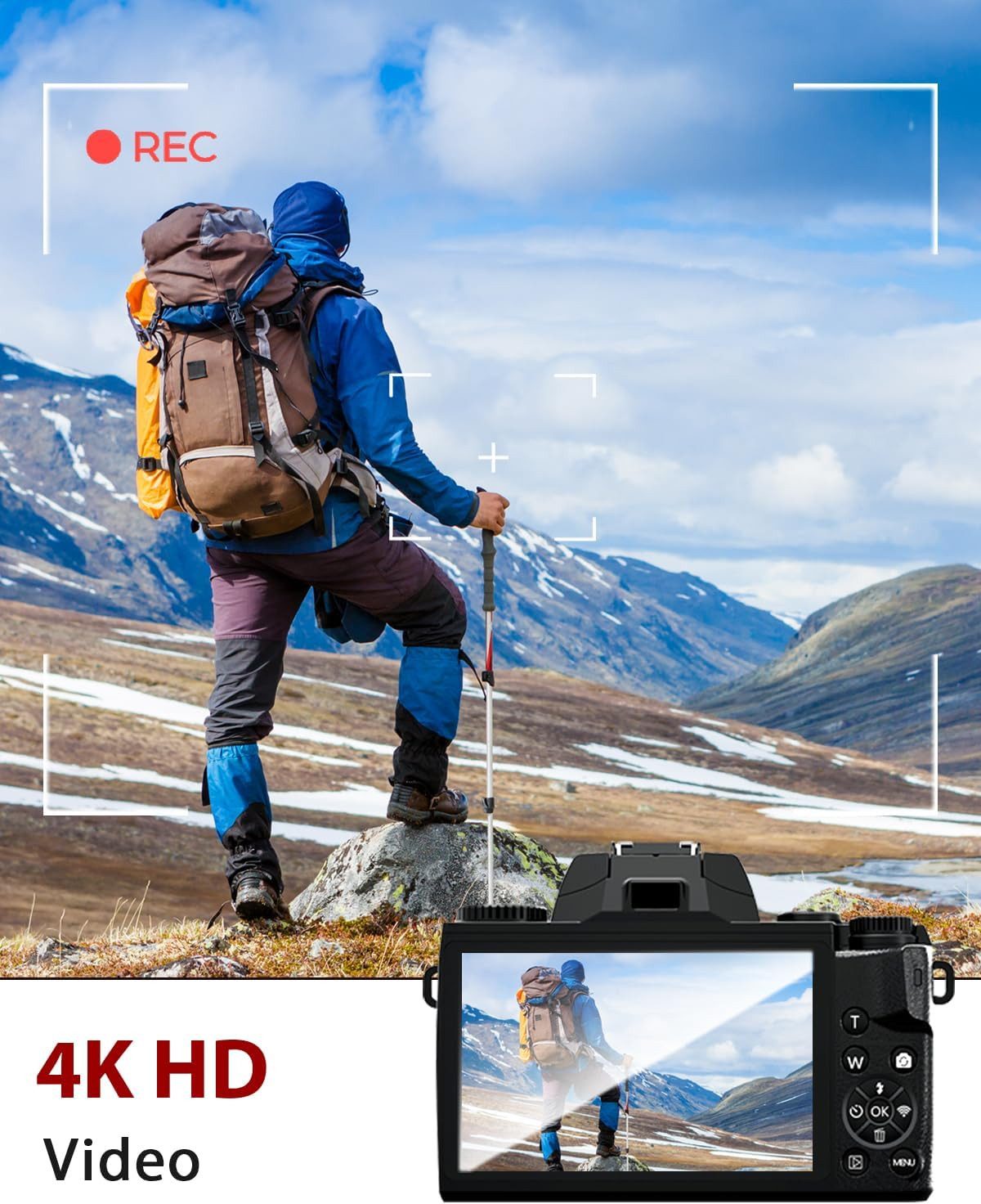 FANNOU Digitalkamera 4K 64MP Fotoapparat Superzoom-Kamera (64 MP, WLAN (Wi-Fi), 16X Digitalzoom, Manuell/Auto Fokus, Videokamera für Anfänger)