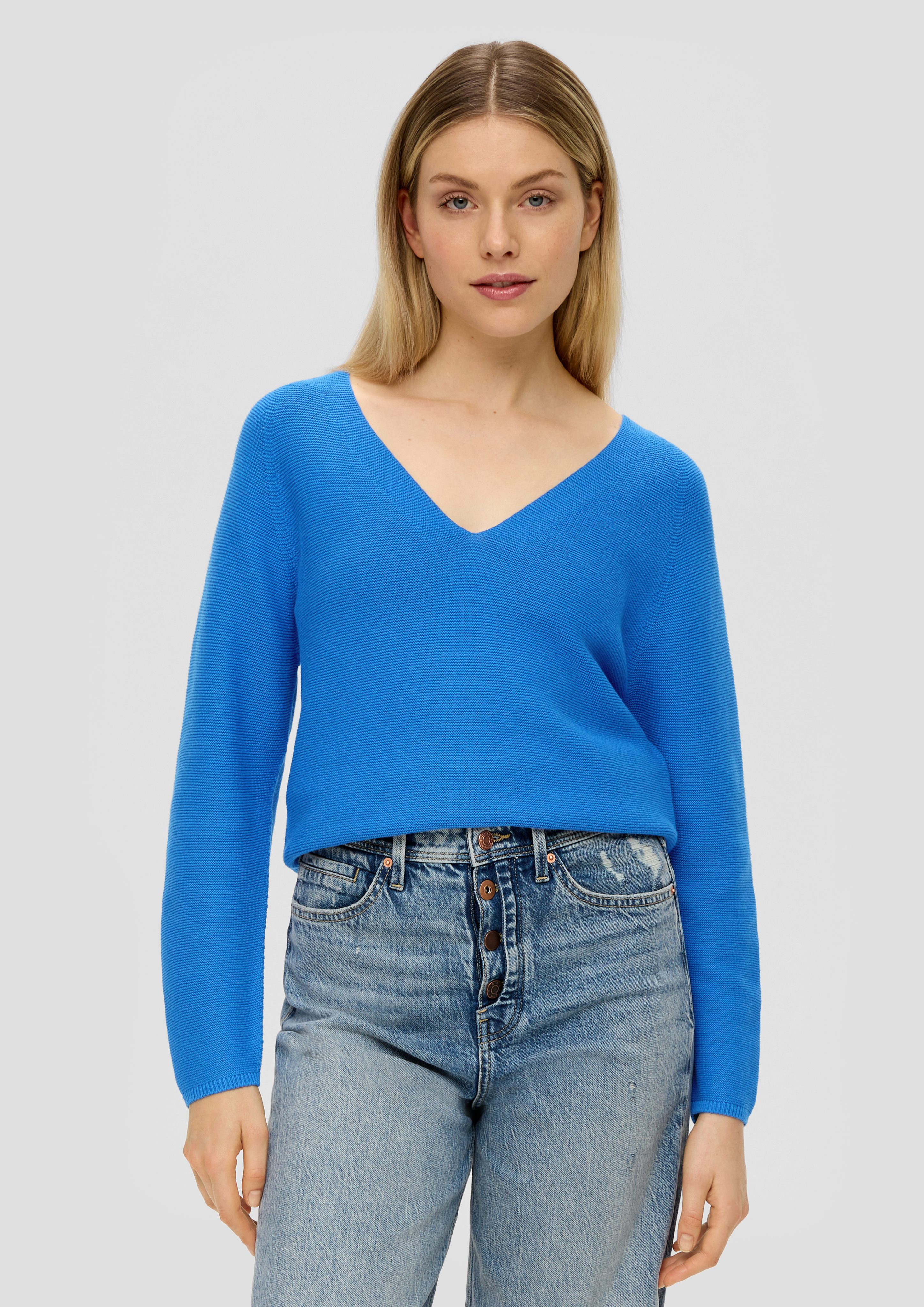 Strickpullover Pullover mit V-Ausschnitt