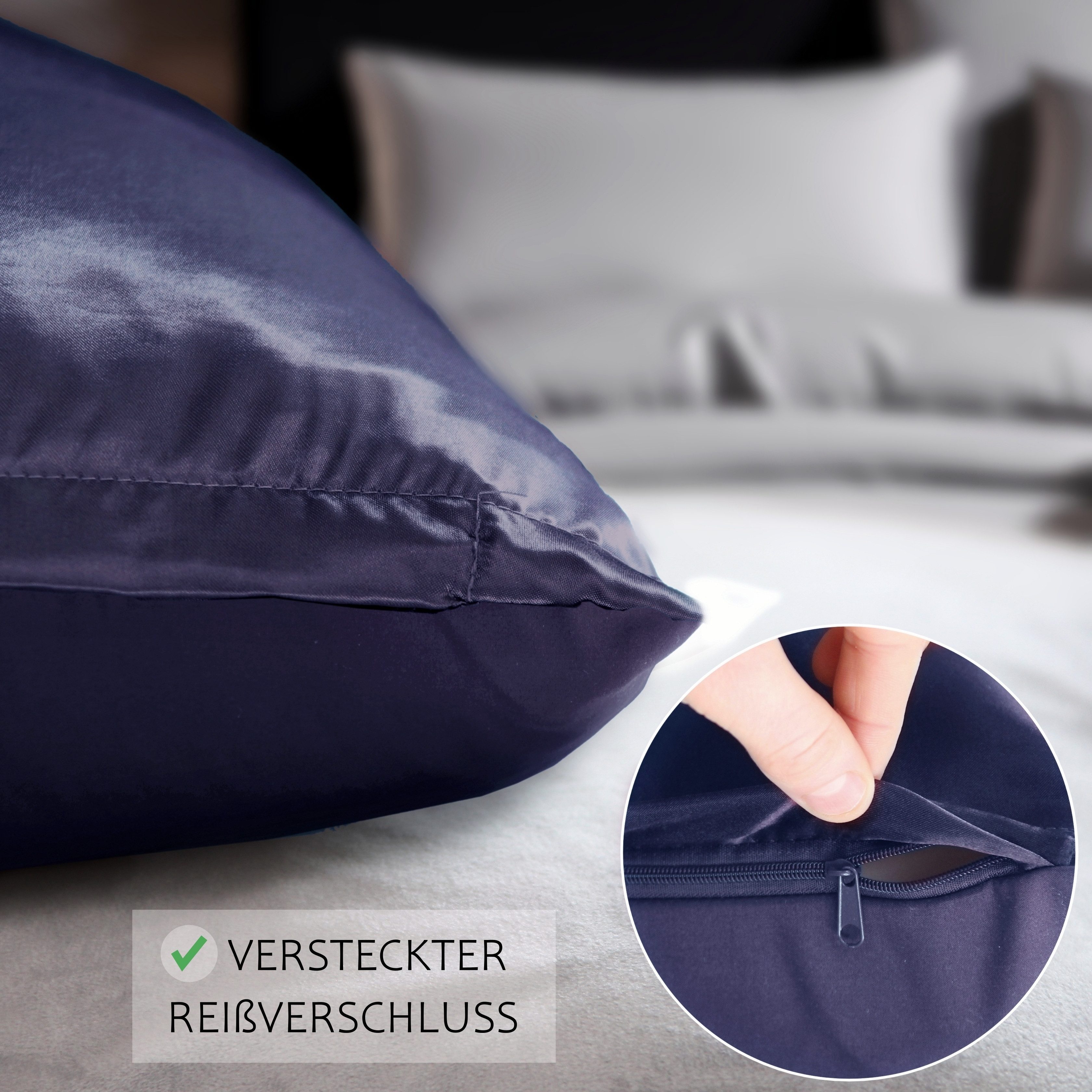 Cozyor Wendebettwäsche Satin glänzend matt 135x200, 155x200, 155x220, 200x200 cm extra weich, Satin & Mikrofaser, 2 teilig, Edel und hochwertig – Bild 5 von 5