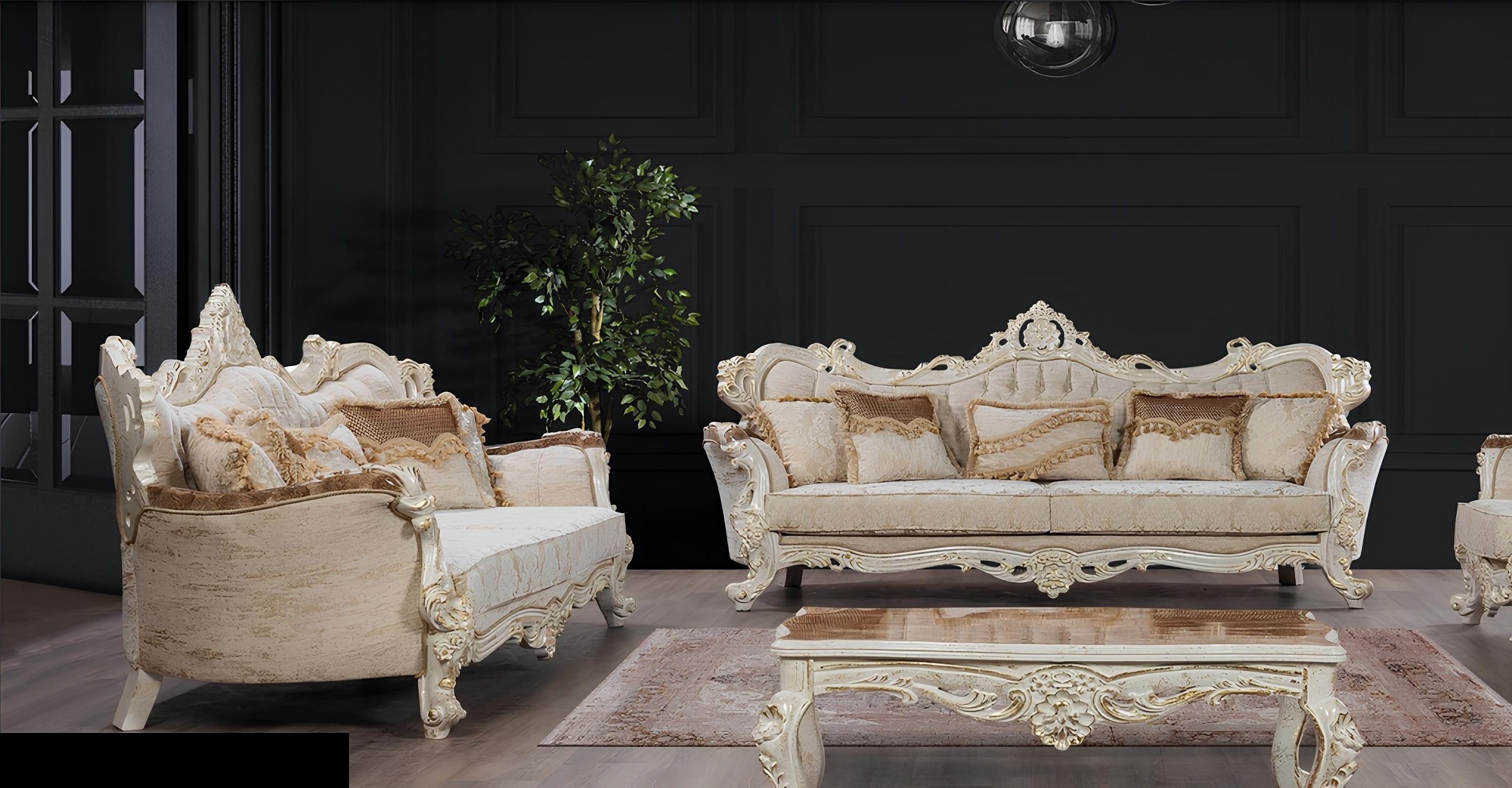 Xlmoebel Polstergarnitur Barock Sofagarnitur 3+3 Sitzer Stoff Set mit Sesseln, (Sofagarnitur, 2-tlg., Barock Sofagarnitur 3+3 Sitzer Stoff Set), Made in Europa