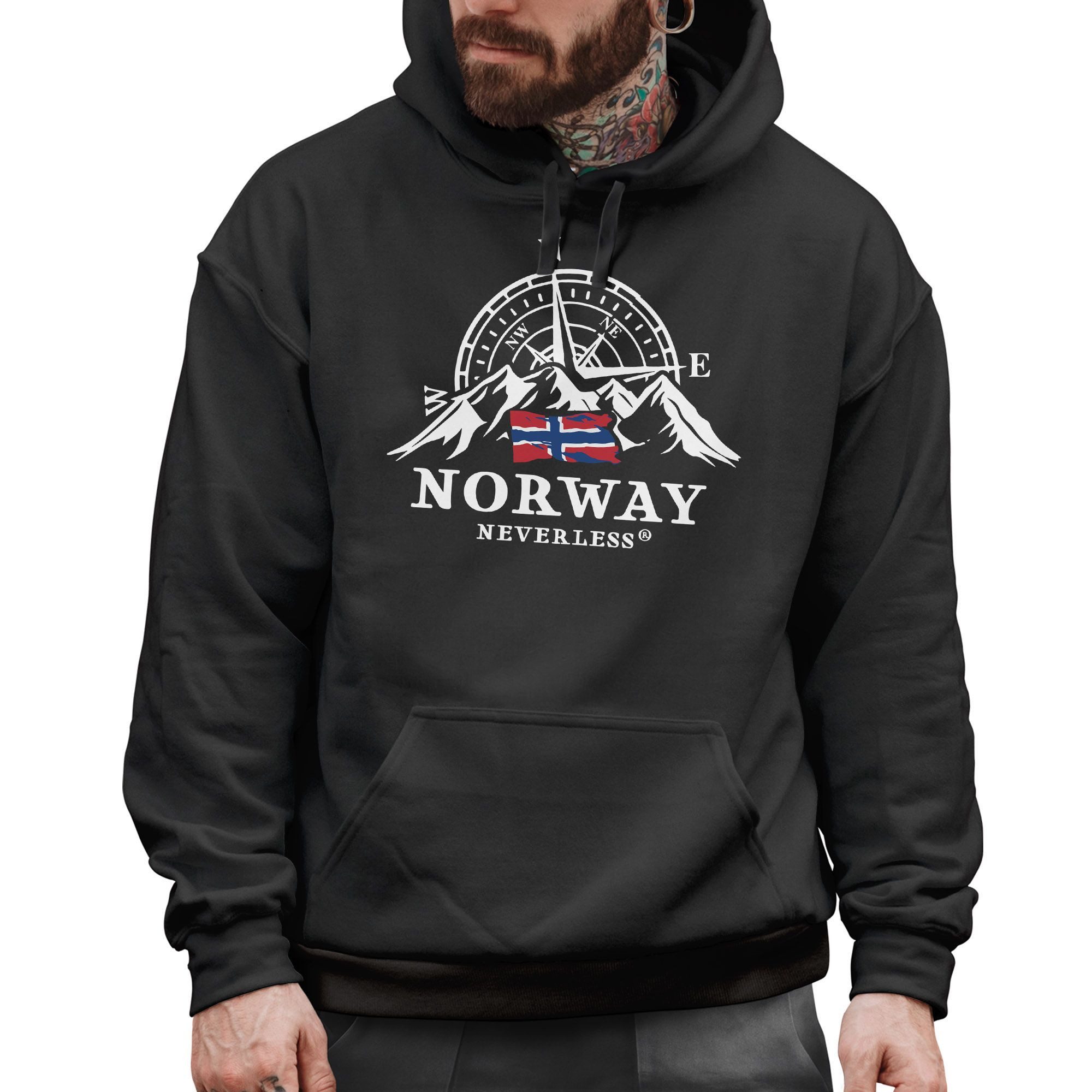 Neverless Hoodie Hoodie Herren Norwegen Flagge Skandinavien Nordisch Kompas günstig online kaufen