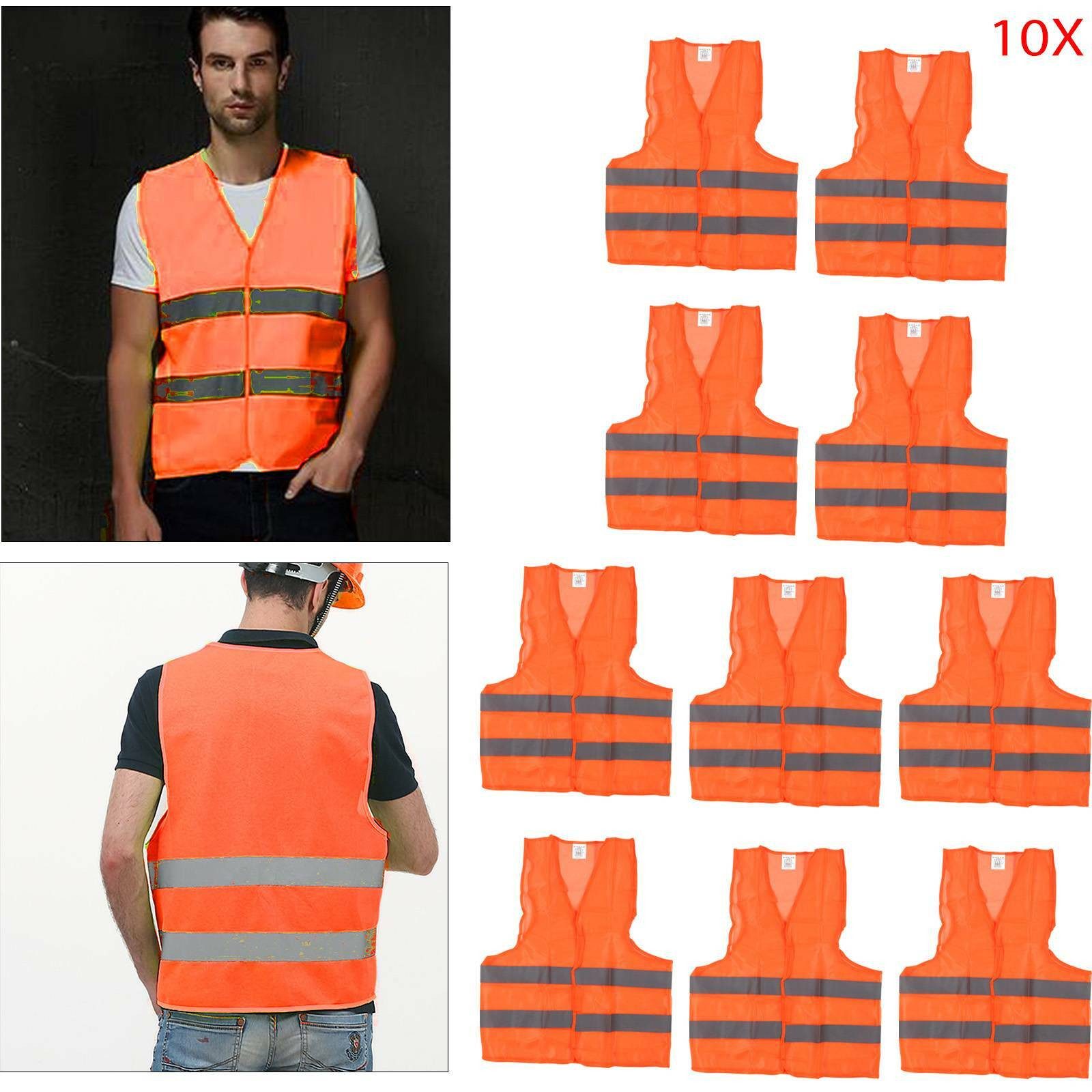 Youyijia Warnweste 10 Warnweste Orange Warnwesten Unfallweste Sicherheits Warnschutz