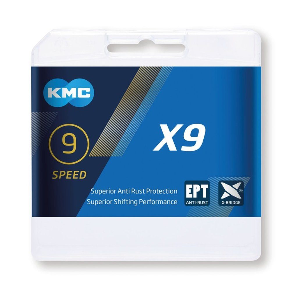 KMC Fahrradketten Schaltungskette X9 EPT, 1/2" x 11/128", 114 Glieder, 6,6 mm, 9-fach