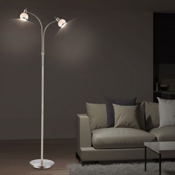 etc-shop LED Stehlampe, Leuchtmittel nicht inklusive, Stehleuchte 2 Flammig Stehlampe Glas Schirm Wohnzimmerleuchte stehend