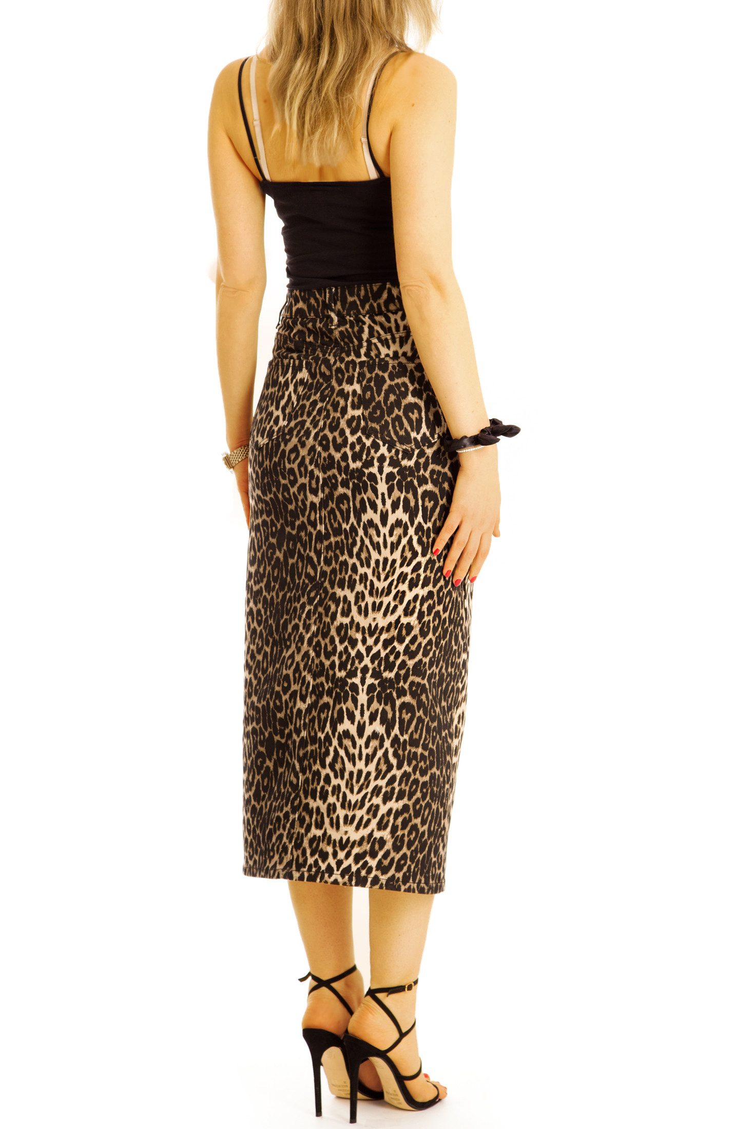 be styled Bleistiftrock Bleistiftrock Taillenrock mit Schlitz und Leomuster - Damen - j32L-3 mit Allover Leo Print