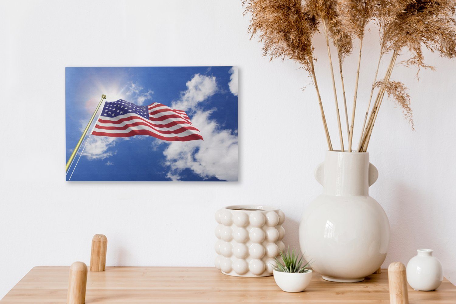 cm Wandbild Sonne, St), Leinwandbilder, der vor Leinwandbild 30x20 (1 Vereinigten OneMillionCanvasses® Wanddeko, Aufhängefertig, der Flagge Staaten