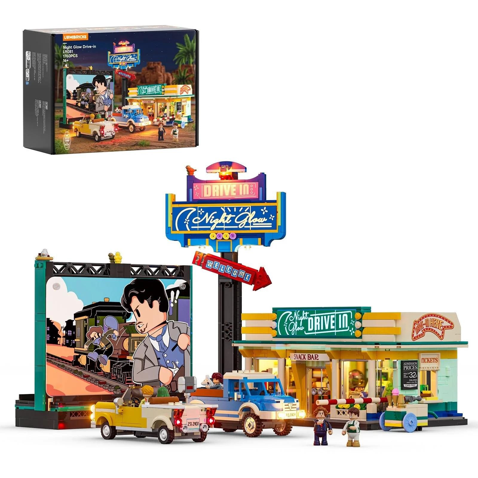 Lumibricks Lumibricks Night Glow Drive-in (1760 Teile) Konstruktionsspielsteine