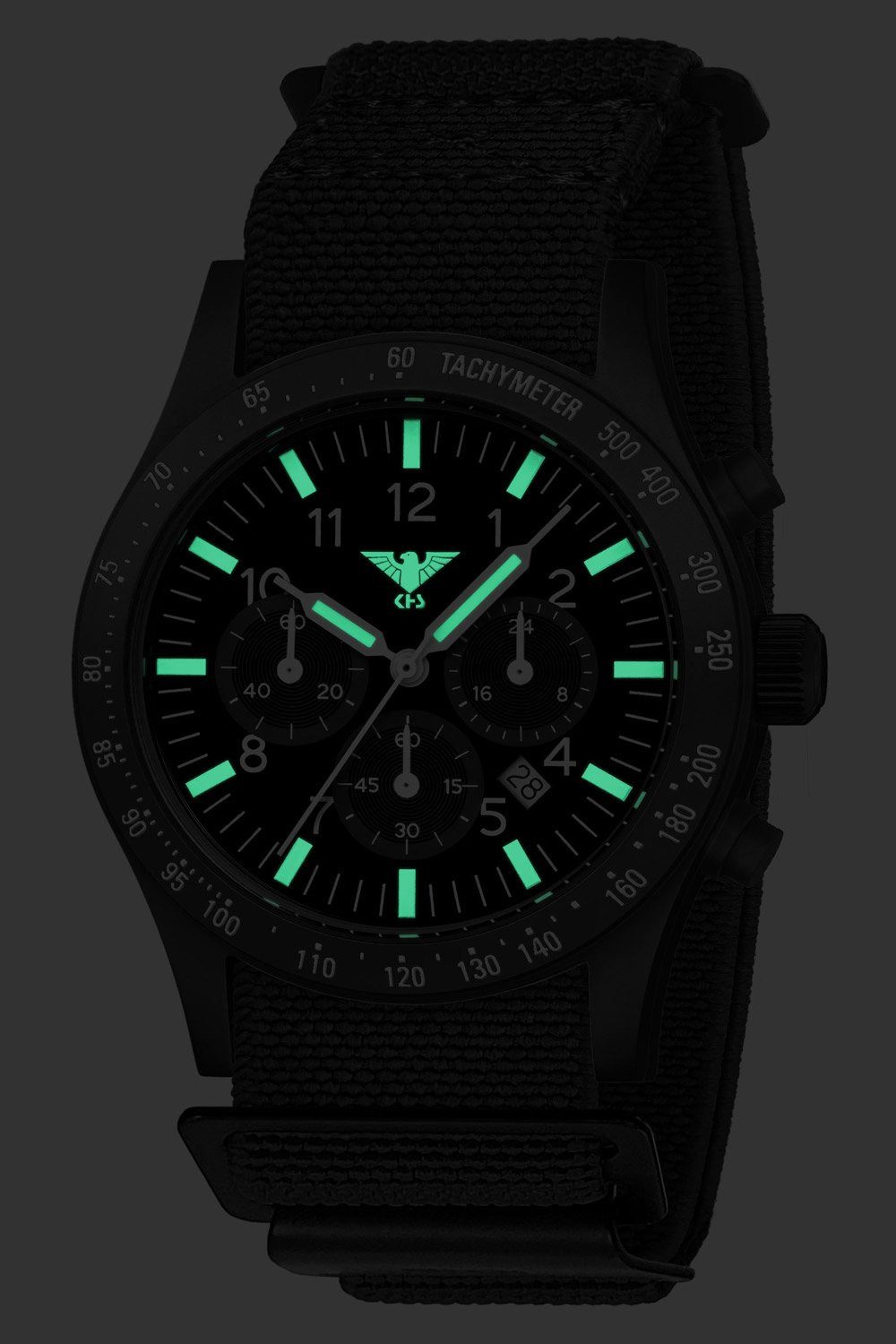 KHS Quarzuhr Platoon Solar Schwarz