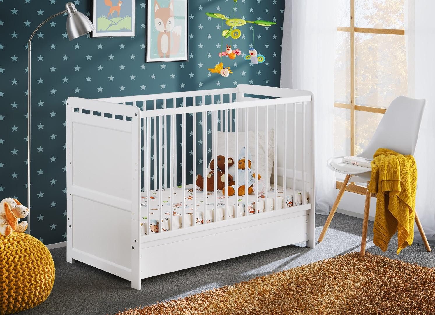 JVmoebel Kinderbett Elegantes Holz-Kinderbett in Weiß mit Stauraum und zeitlosem Design (1-tlg., Bett)