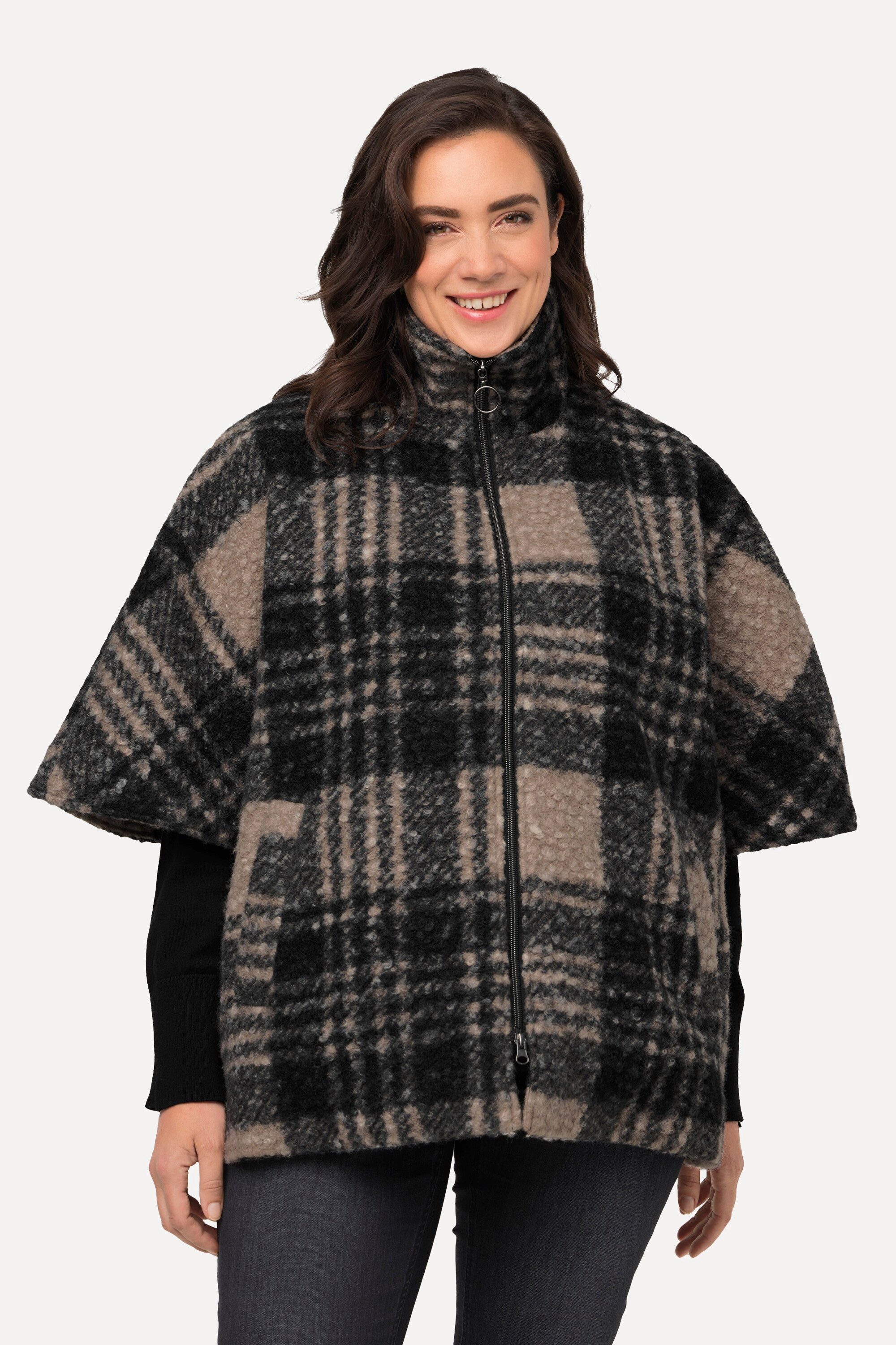 Ulla Popken Parka Cape Karomuster Curly günstig online kaufen