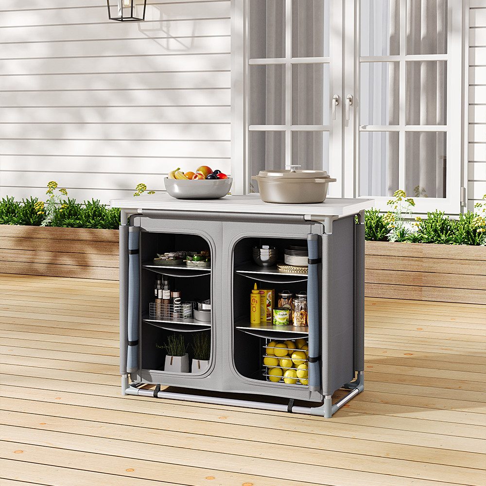 LIVINGANDHOME Campingschrank 100CM breite Campingküche mit günstig online kaufen