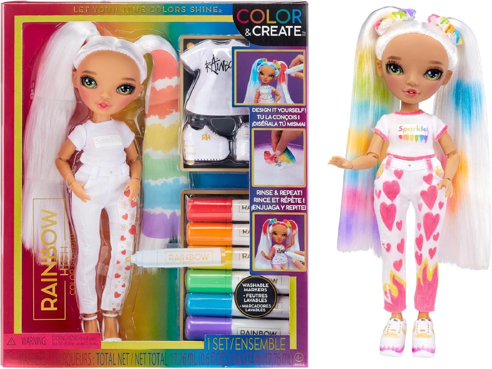 Rainbow High Anziehpuppe Color & Create DIY Modepuppe für Kinder von 4-12 Jahren