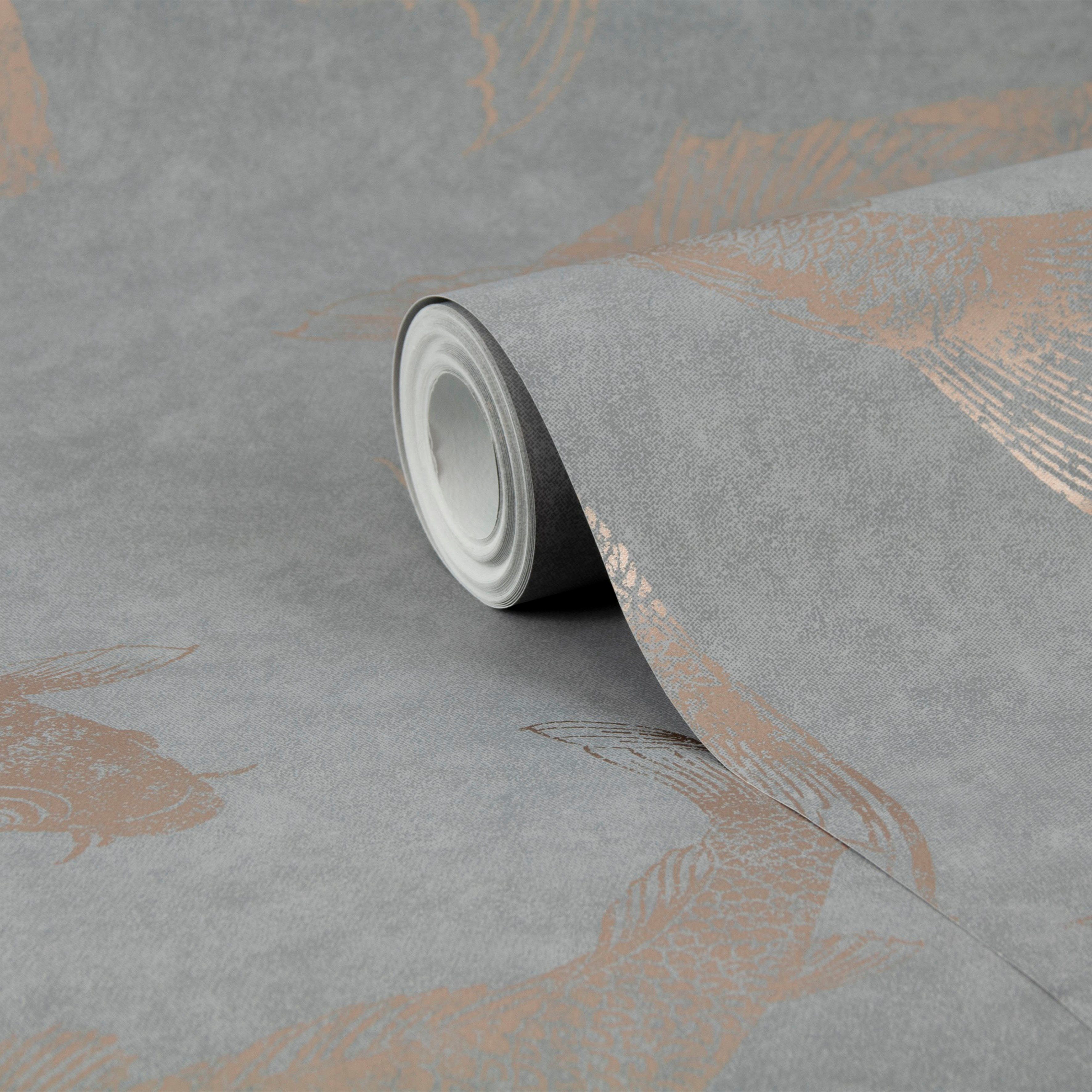 Superfresco Easy Vliestapete Superfresco Easy Vliestapete Fisch Kupfer Grau günstig online kaufen