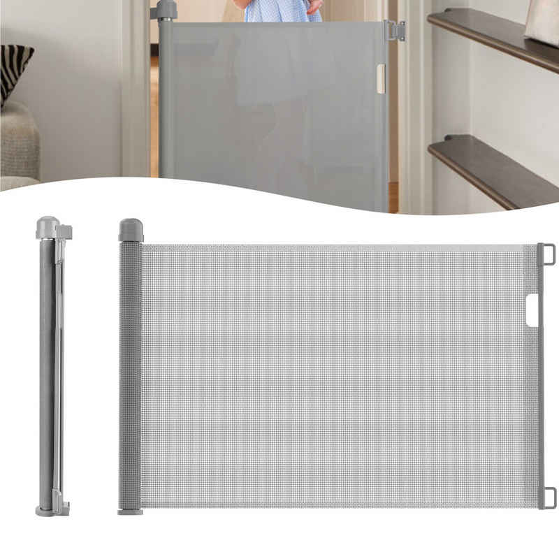 AUFUN Treppenschutzgitter Einziehbar Türschutzgitter für Babys und Haustiere (Automatische Verriegelung), Einziehbar 150/180/300cm