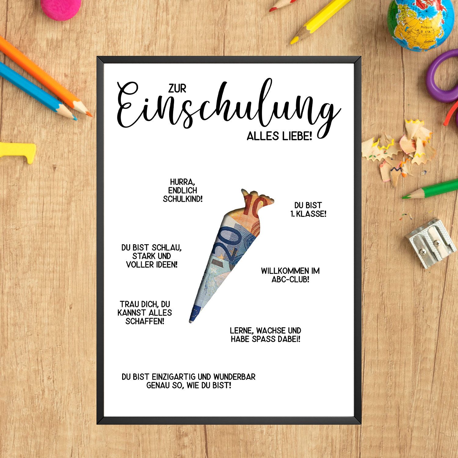 Tigerlino Poster Einschulung Geldgeschenk Schulanfang Zuckertüte Jungen Mädchen