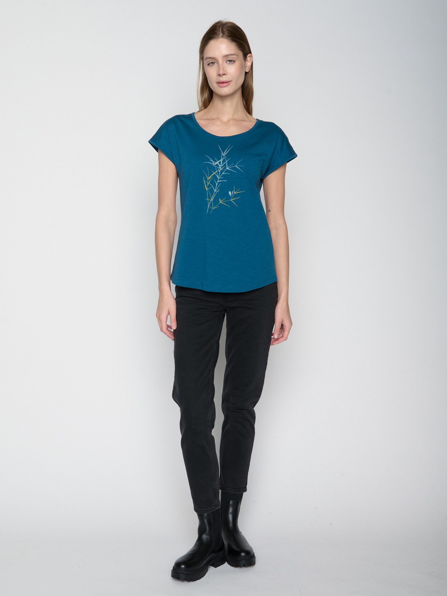 GreenBomb T-Shirt Cool Nature Bird Reed Motiv Natur (1-tlg., 1) Rundhalsausschnitt, Bio-Baumwolle, GOTS Zertifiziert