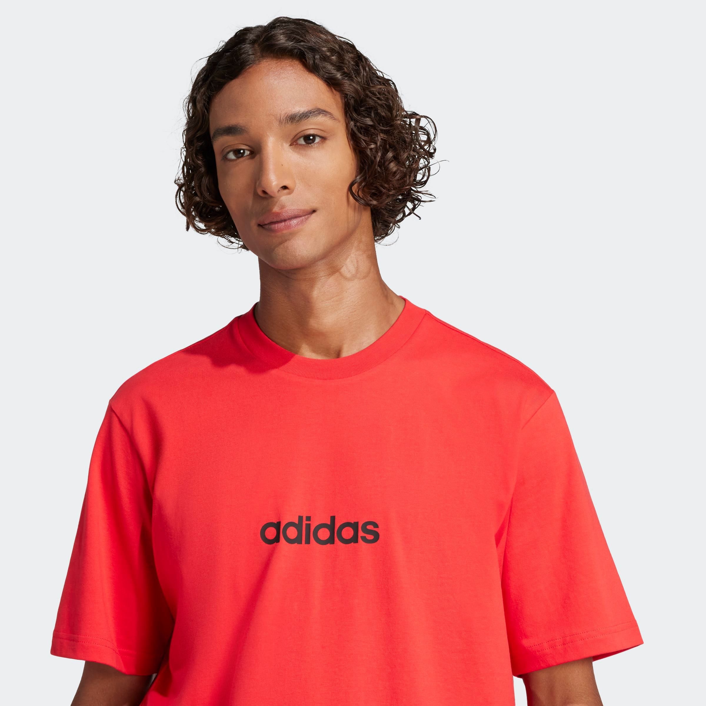 adidas Sportswear T-Shirt ESSENTIALS LINEAR SINGLE JERSEY überschnittene Schultern, Kurzarmdesign, aus Baumwolljersey – Bild 4 von 5