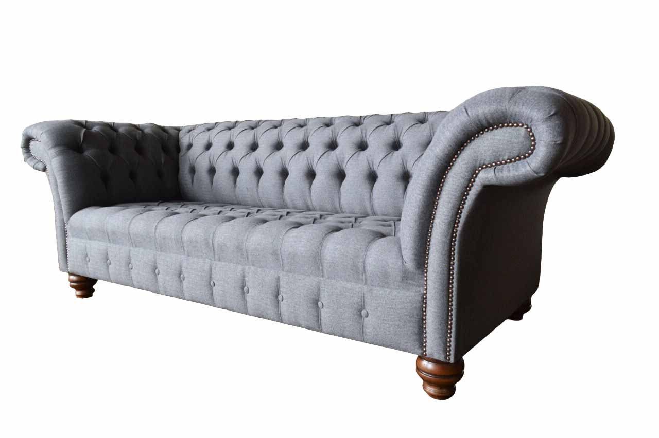 JVmoebel Grau Klassisch Dreisitzer Design Chesterfield-Sofa, Couch Sofas Sofa Wohnzimmer