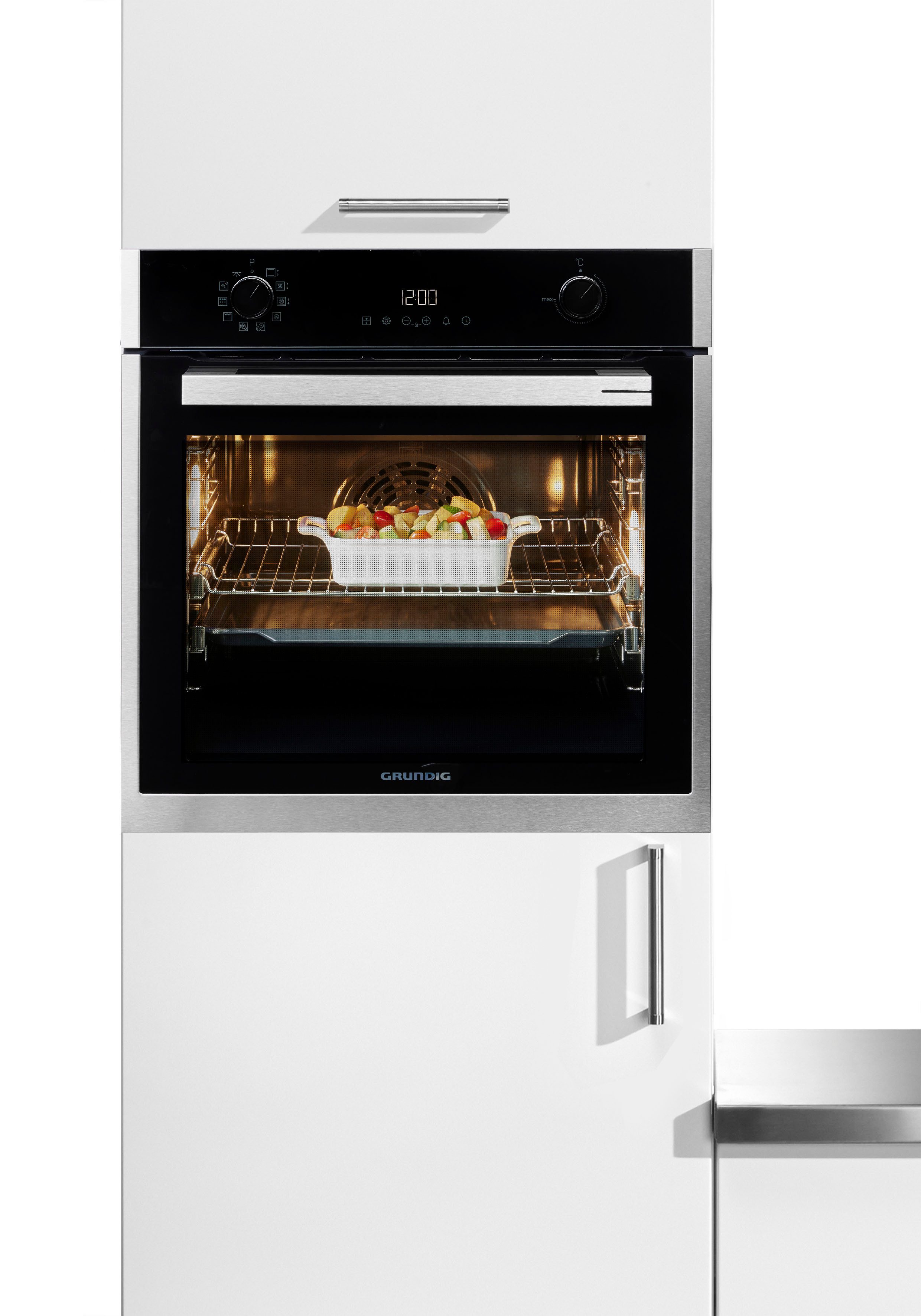 Grundig Pyrolyse Backofen, mit 2-fach-Teleskopauszug, Pyrolyse-Selbstreinigung