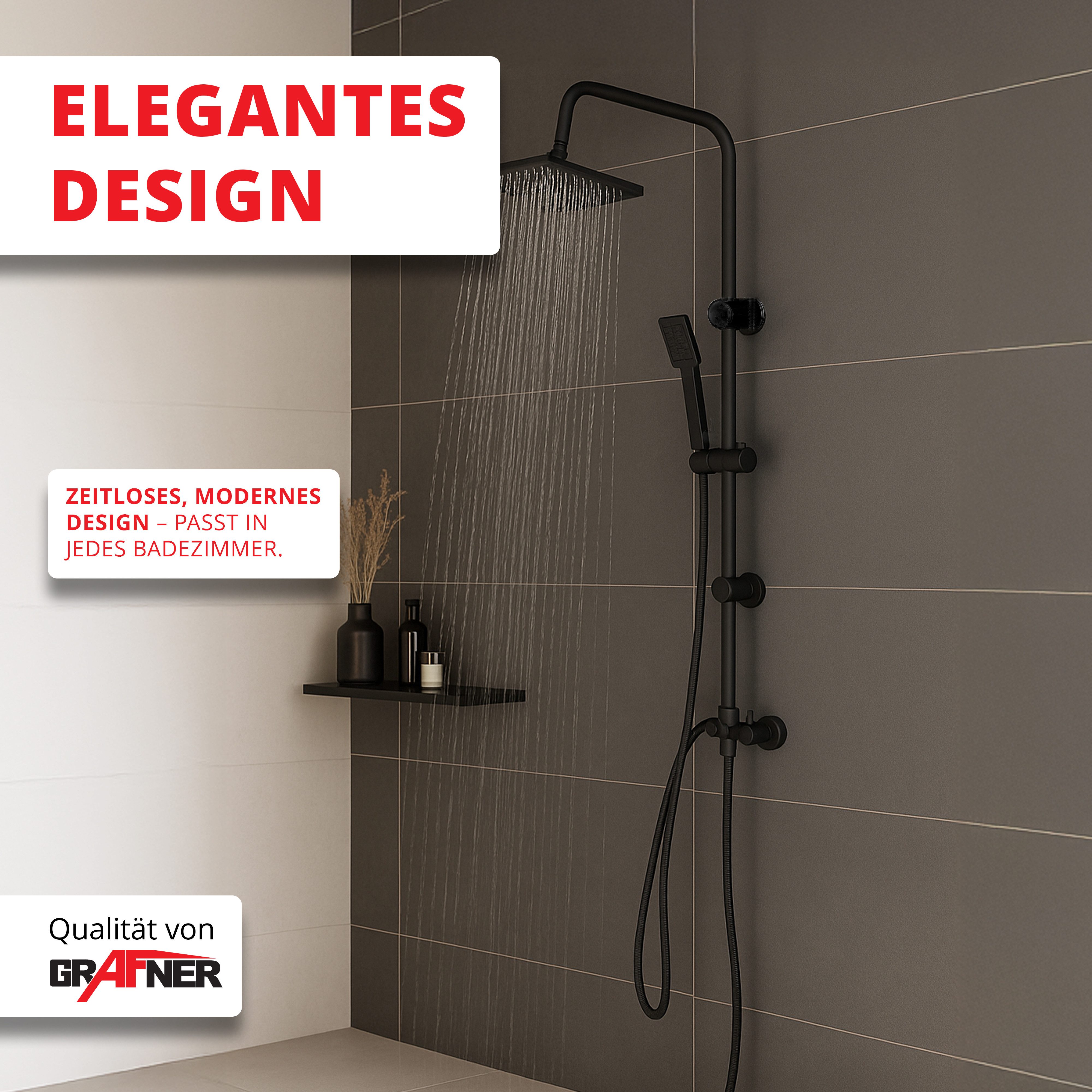 Grafner Duschsystem Grafner® Duschgarnitur mit Regenschauerduschkopf günstig online kaufen